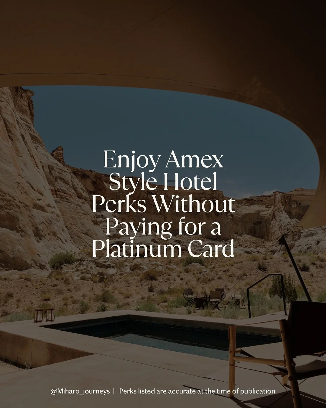 No Platinum card? No problem✨

With @miharo_journeys, you can enjoy the same VIP hotel perks usually reserved for Amex Platinum cardholders, without the hefty annual fee.

Think daily breakfast for two, room upgrades (when available), early check-in 