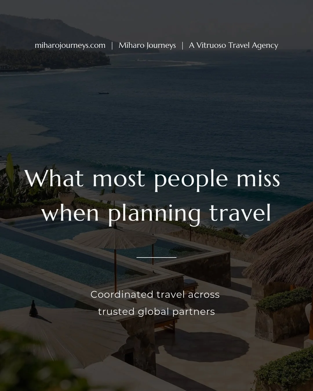 What most people miss when planning travel.

Luxury travel advisor specialising in coordinated travel planning, hotel bookings, cruises, luxury villa rentals, and multi destination itineraries for clients worldwide.

Ken Yao, founder of Mīharo Journe