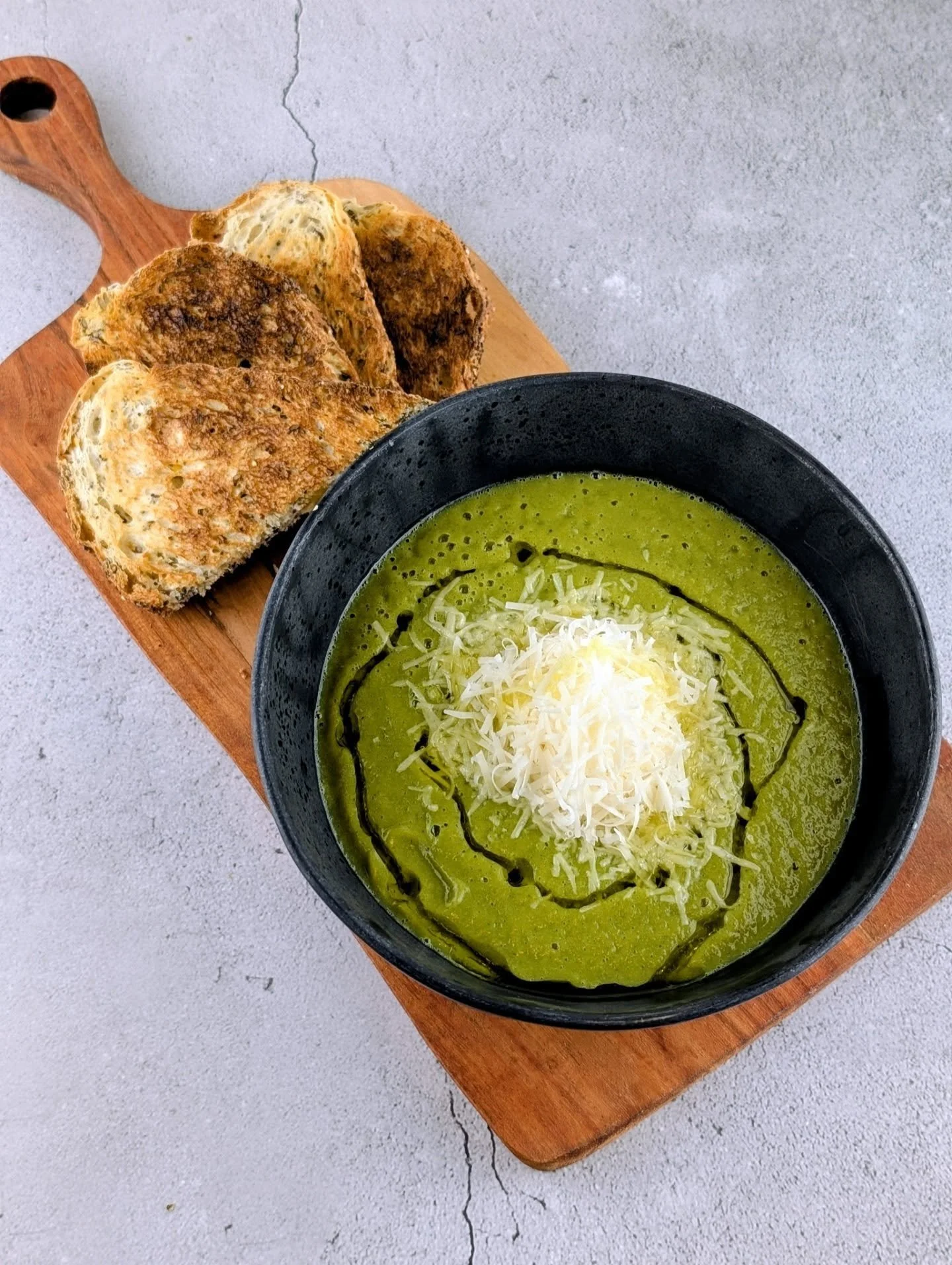 Feeling a bit unwell? Here is a great dish for you to feel better!

Broccoli soup with our homemade chicken broth along with fresh Turmeric, ginger, cumin, fresh herbs and garlic finished with Aged Parmigiano and premium olive oil!

This is what rest