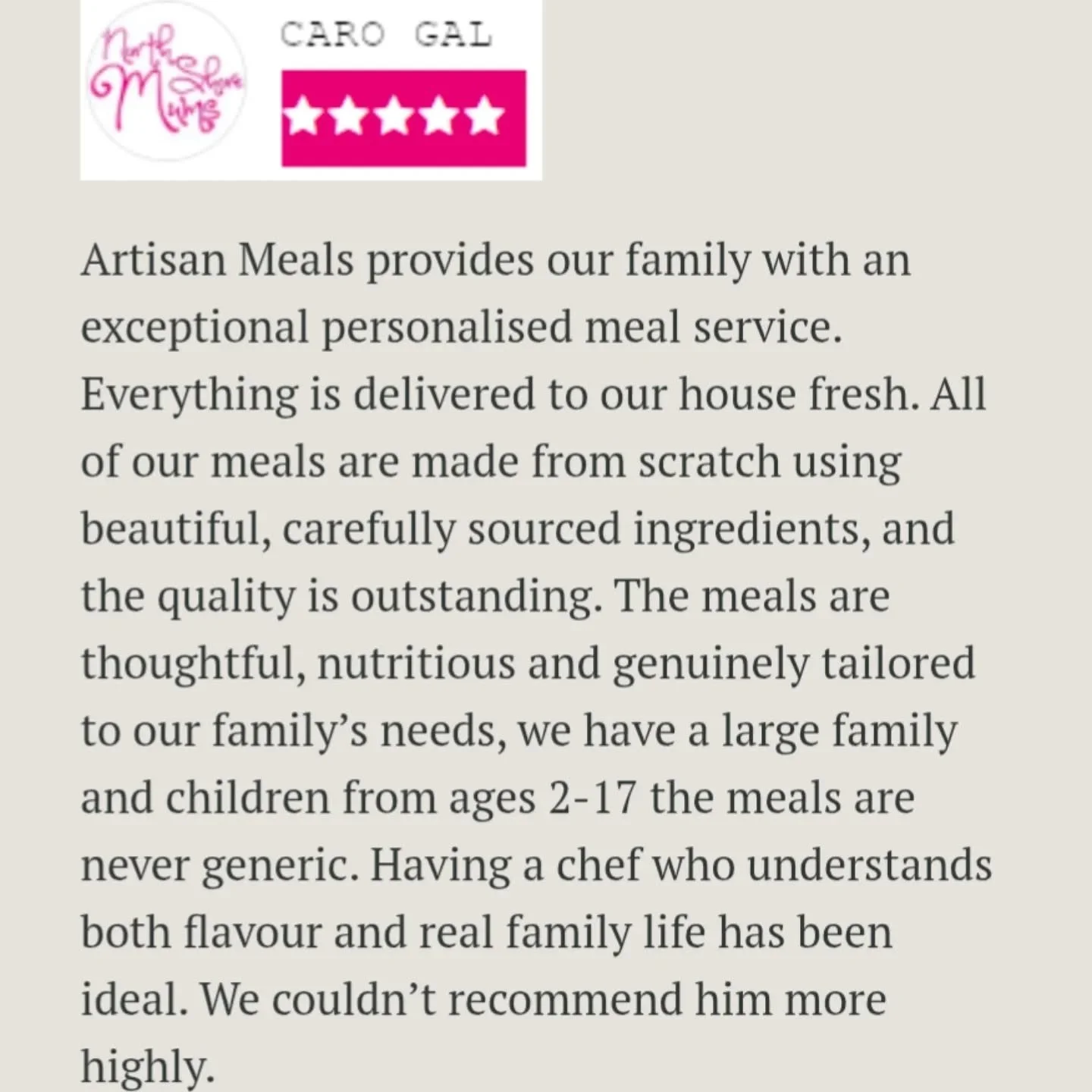 ✨ Customer Love from Artisan Meals Company ✨

We&rsquo;re beyond grateful to receive such amazing feedback from our customers 💙 Every message reminds us why we&rsquo;re so passionate about what we do.

Here&rsquo;s what one of our happy customers sh