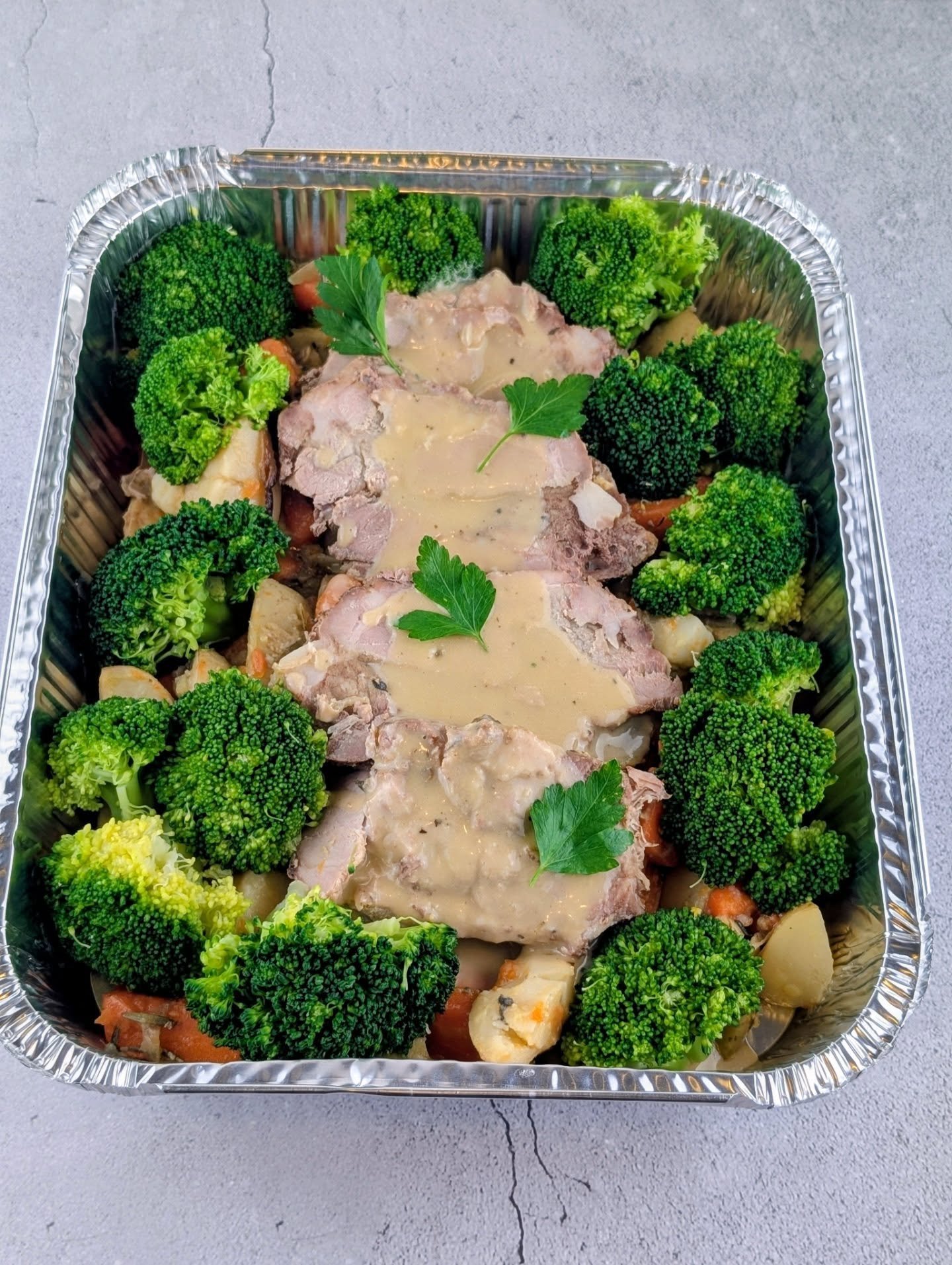 One customer. One brief. One completely personalised meal.

Today's creation: Slow-Roasted Pork Scotch Fillet with a Pinot Grigio pan jus, served with slow-roasted vegetables and steamed broccoli.

At Artisan Meals Company, we don't work from a menu.