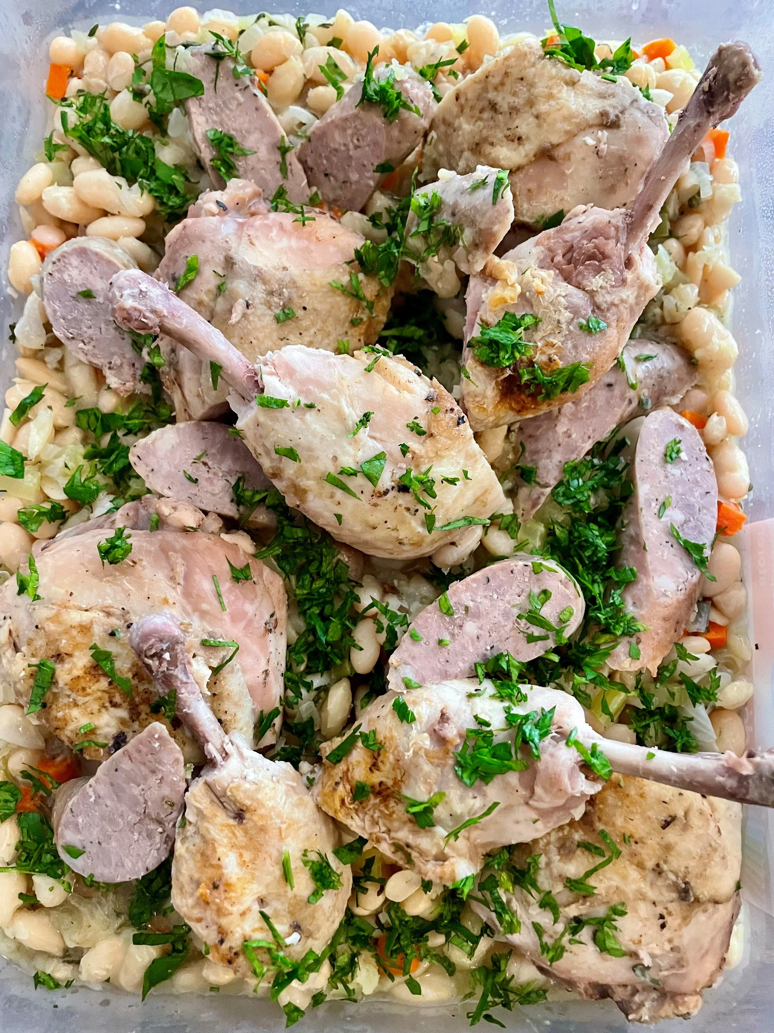 French Chicken Cassoulet made from a traditional French recipe.