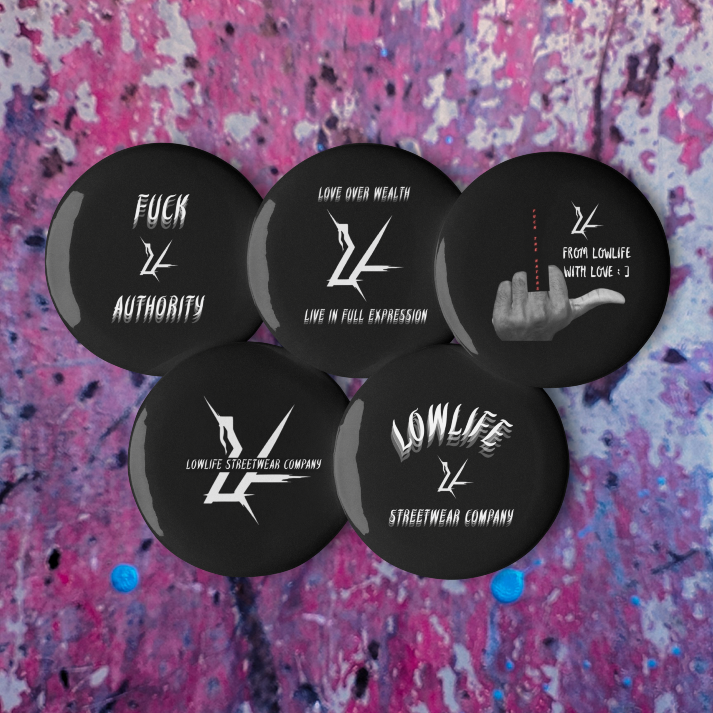 LOWLIFE Button Pack — 5 Pieces