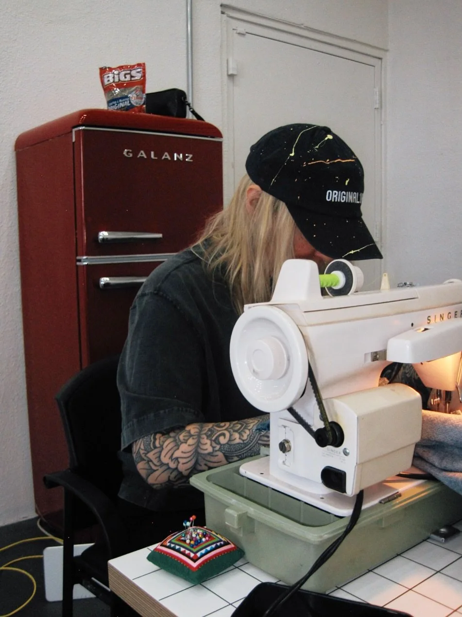 We&rsquo;ve been working on something! ♻️ @therealuncleidi  @originalugly 👀 

#smallbatchclothing #1of1clothing #handmade #sew #ethicalfashion #handmadeclothing #upcycledmaterials #babyslugstudios #recycledfabric #upcycledartist #slowfashionmovement