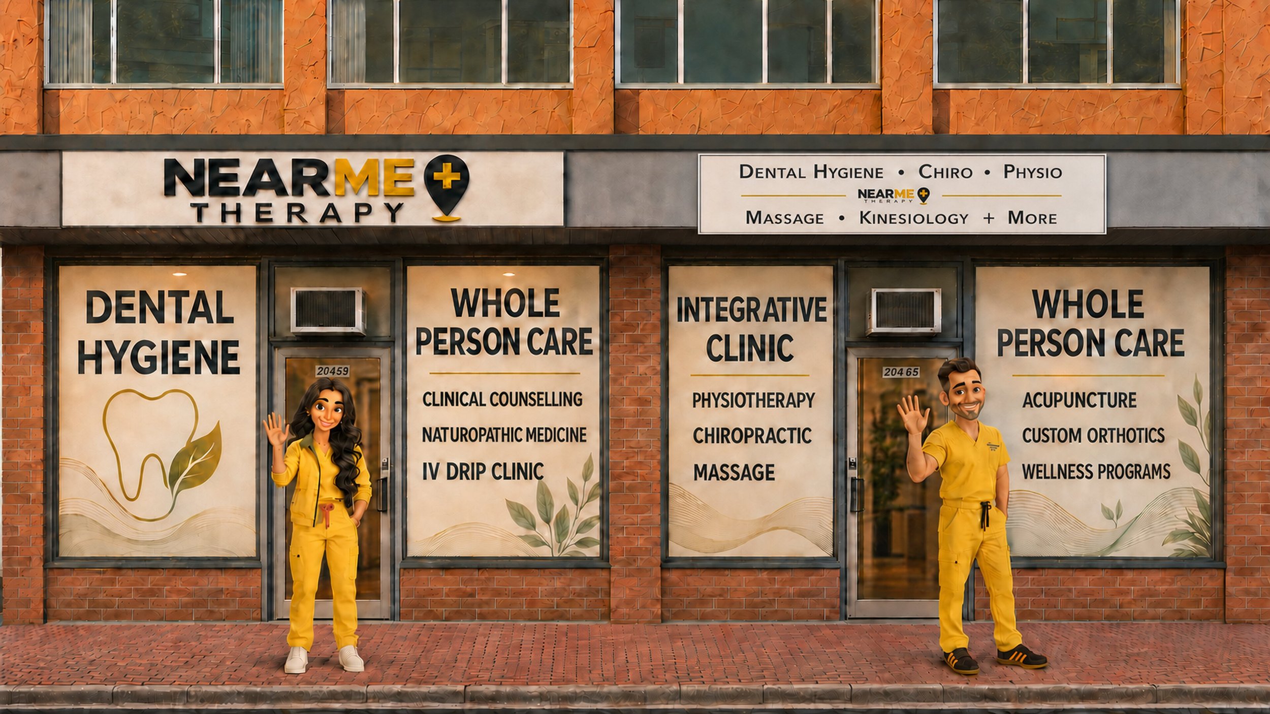 Near Me Therapy integrative health and independent dental hygiene clinic in downtown Langley, BC, offering chiropractic, physiotherapy, massage therapy, acupuncture, counselling and custom orthotics.