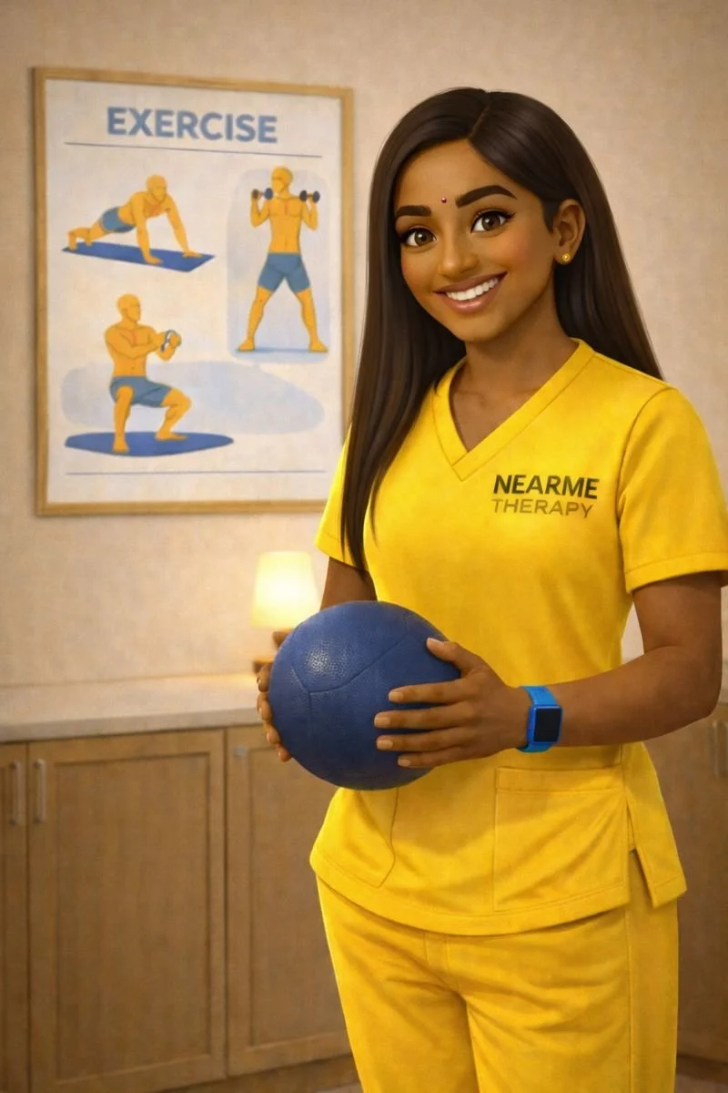 kinesiologist female standing smiling with medicine wall