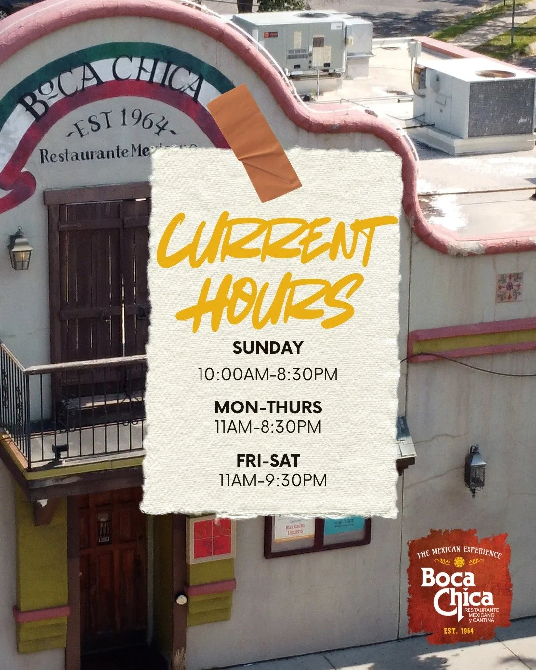 Please note our current hours, starting today