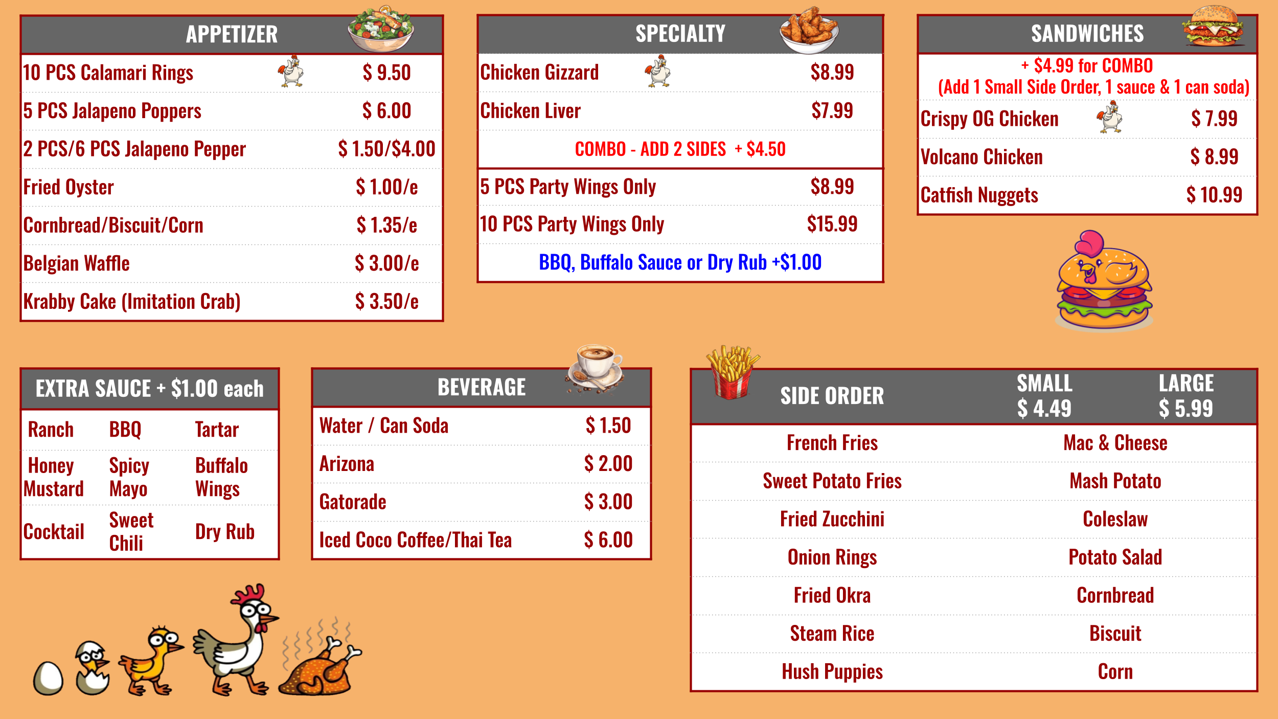 Menu 1 — Crispy Fried Chicken: Menu