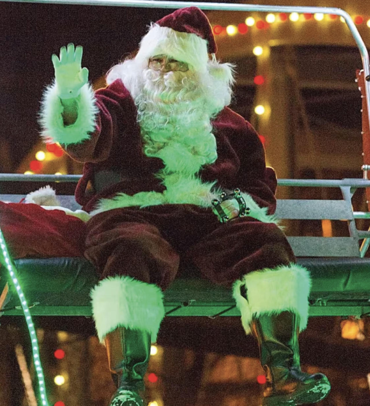 Santa Comes Down Town Lift