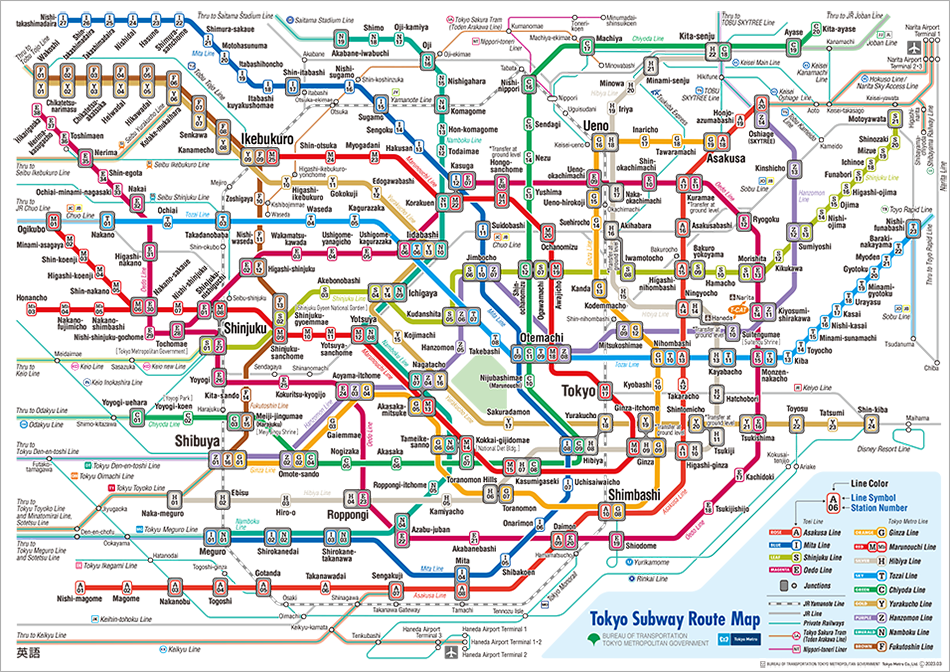 A Map of Tokyo's Subway Routes