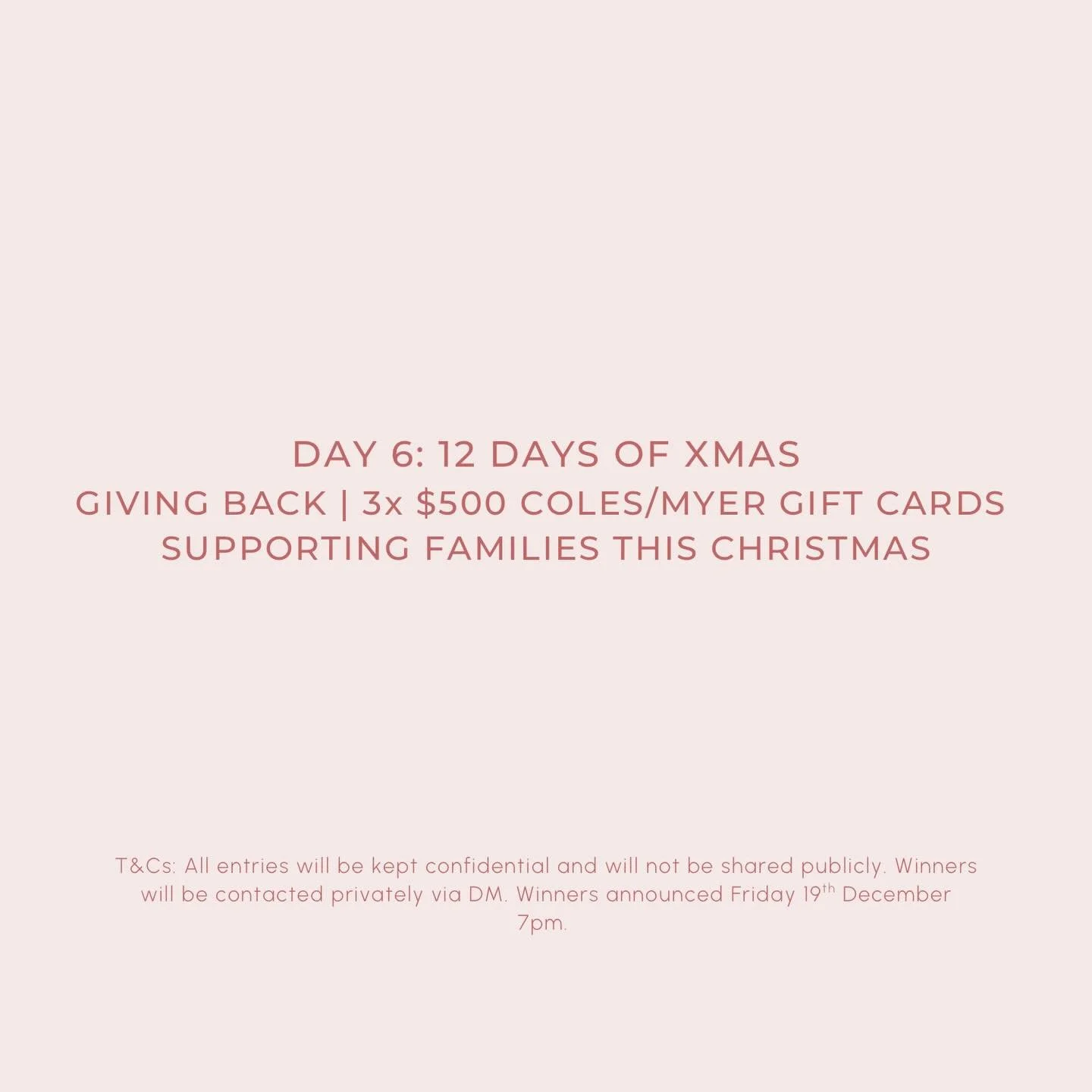 Day 6: 12 Days Of XMAS 🤍 

Christmas can be magical but we recognise for some, it can also feel quietly challenging.

Today, we&rsquo;re offering a little extra care by gifting 3 x $500 Coles/Myer gift cards to families who could use a little extra 
