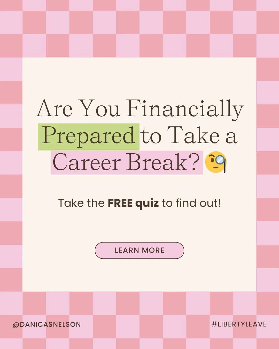 Finances are the number one reason women put off taking a career break&hellip; and I don&rsquo;t want that to be you. 💔

I created a free, quick, and stress-free quiz to show you where you stand financially and what steps you can take to make your L