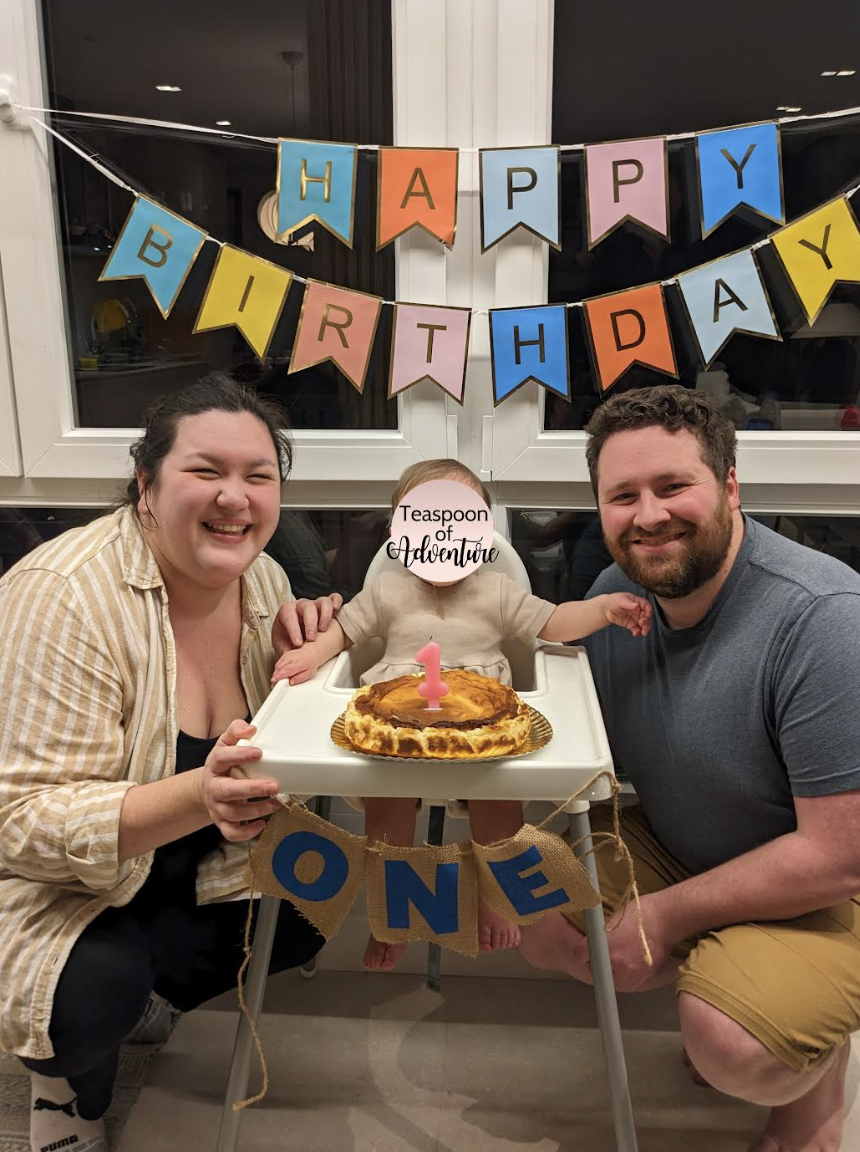 Riana and her husband celebrating their baby's 1st birthday