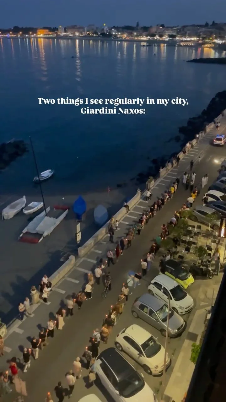 1.) Catholic Processions down the Lungomare
2.) Fireworks (day and night βΊοΈ)
#travelsicily #catholic #giardininaxos