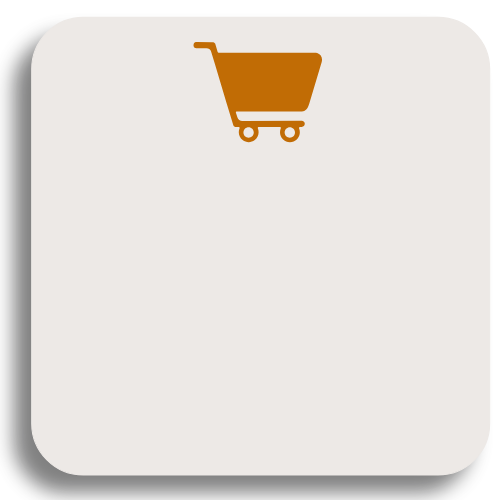 Shopping cart icon at the top of a plain, light background.