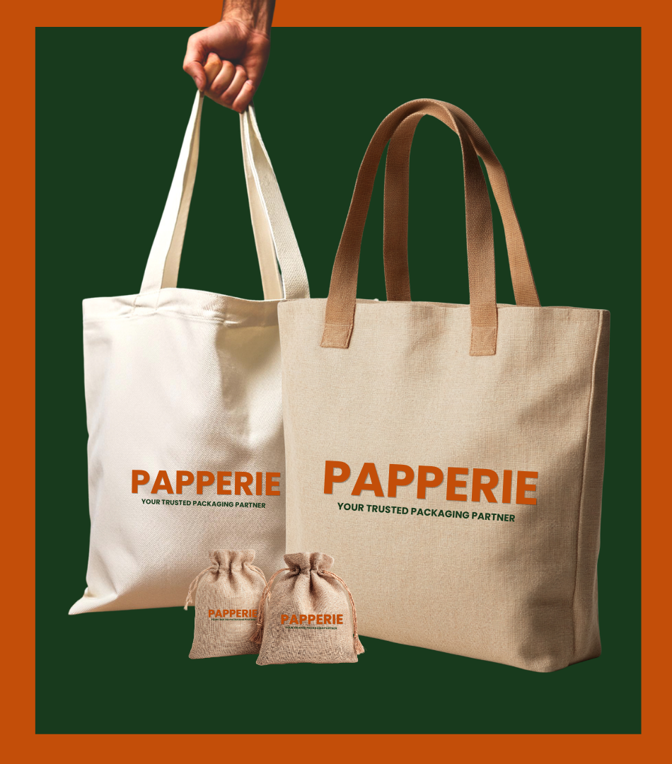 Customizable Sustainable 100% Cotton Tote Bags and Drawstring Bags.