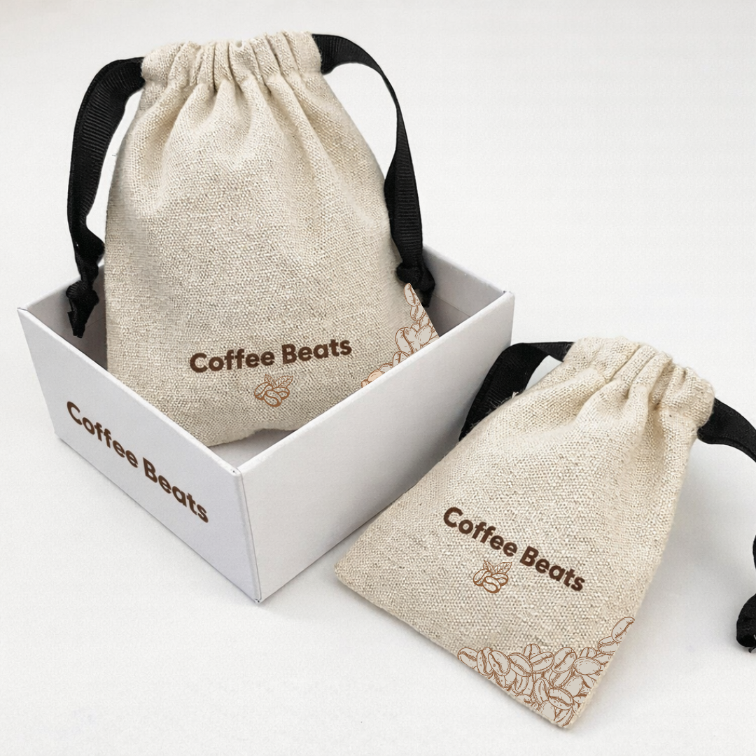 Customizable Eco-Friendly Sustainable drawstring bags with black straps