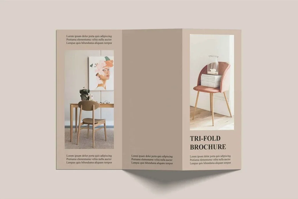 Eco-friendly Tri-fold brochure displayed.