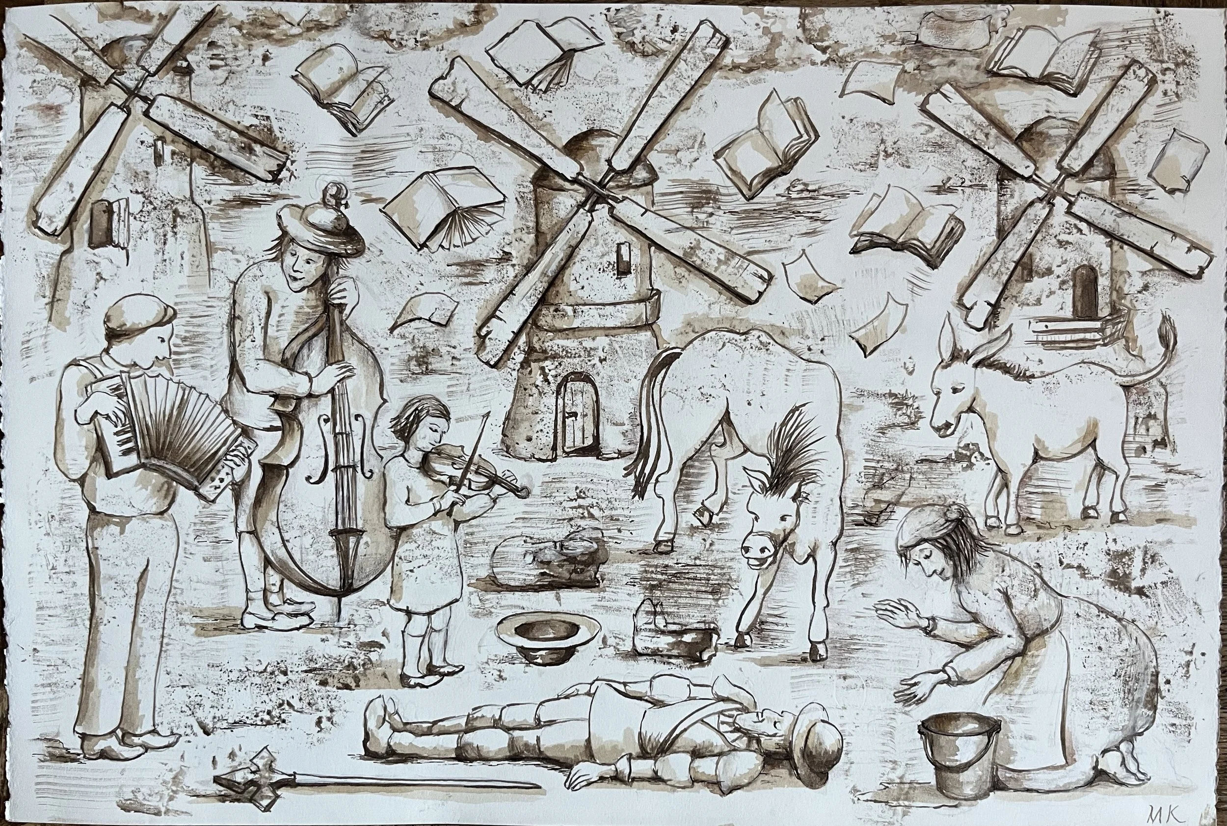 Windmills; ink on paper; 22x15"