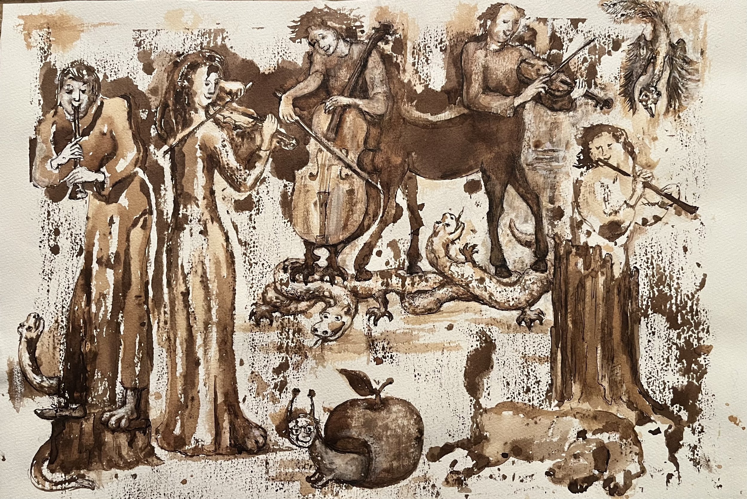 A Quintet; ink on paper; 22x15"