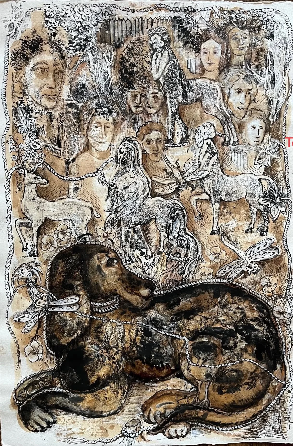 Museum Garden; ink on paper, 22x15"