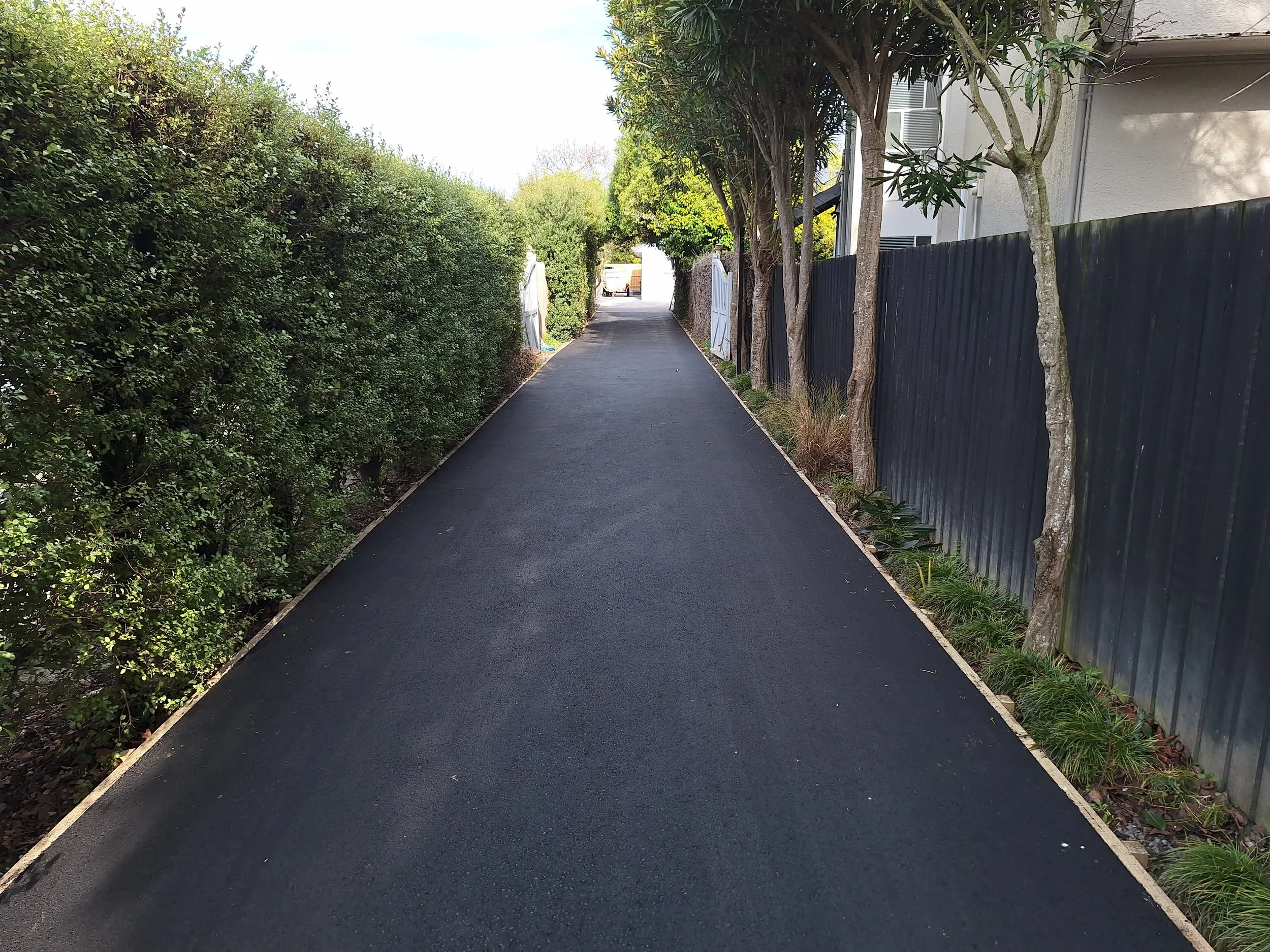Long residential driveway.