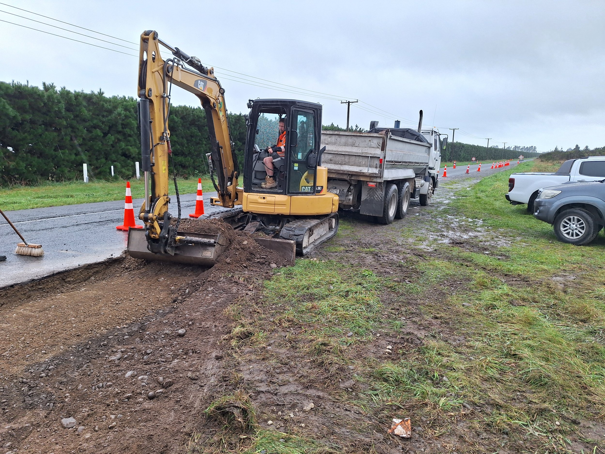 Excavating for road widening.