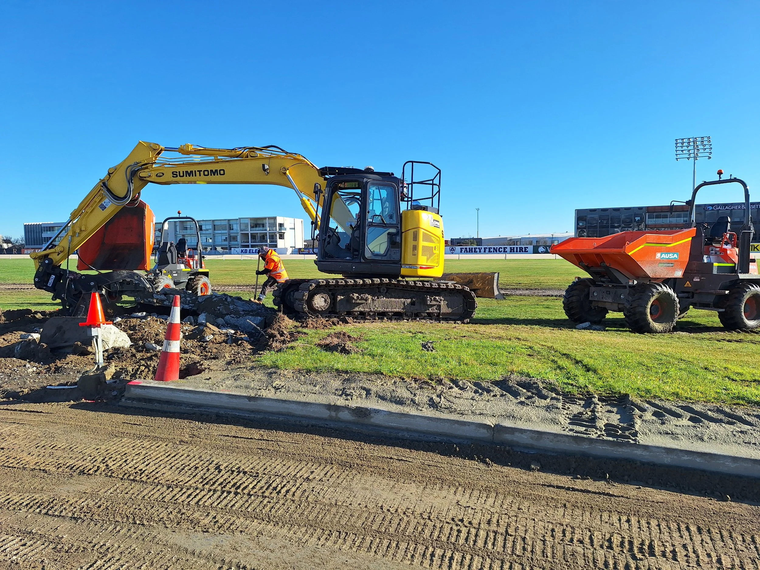 Earthworks at Addington Raceway.