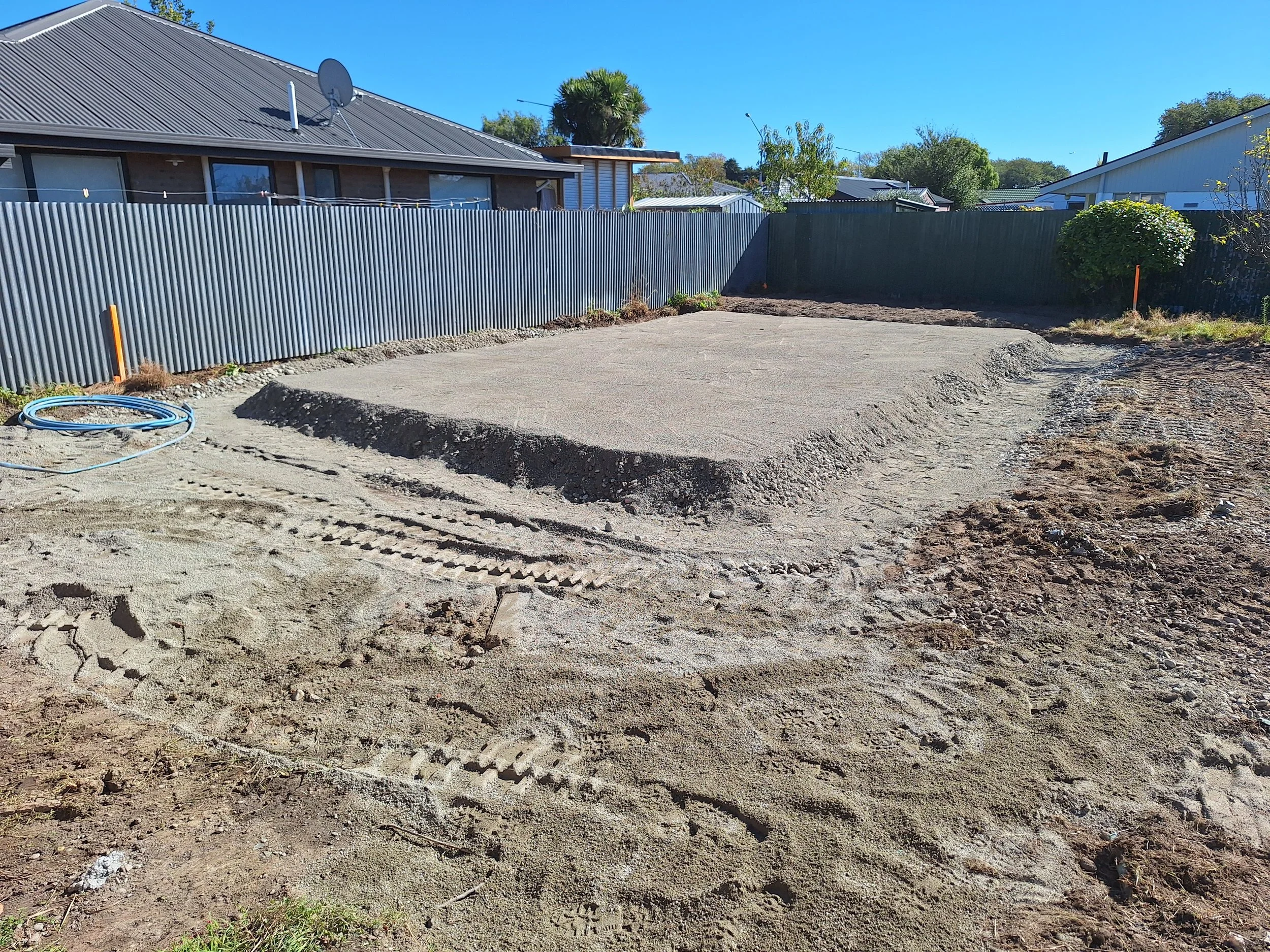 Preparing residential concrete foundation.