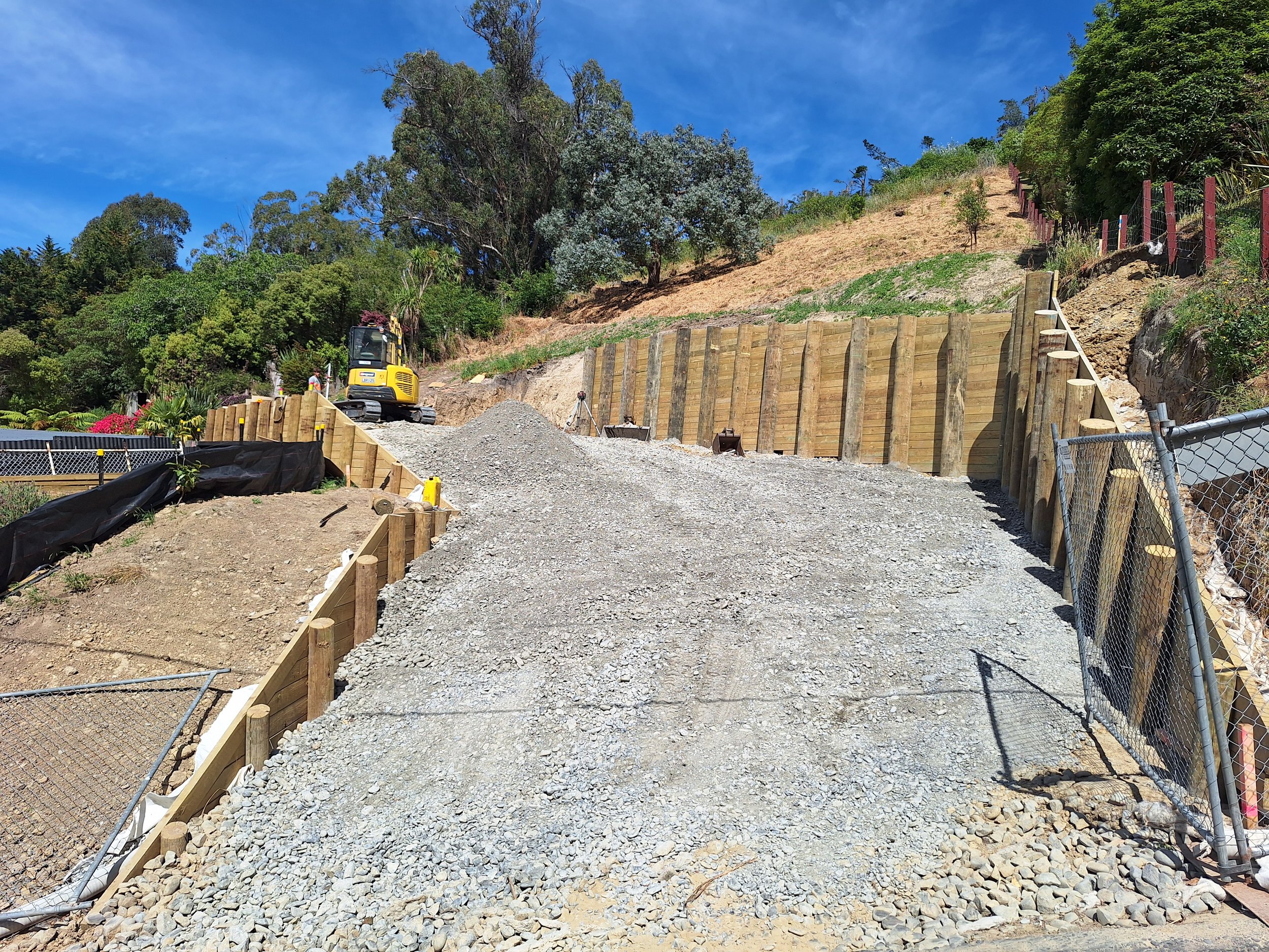 Large timber wall in Lyttelton.
