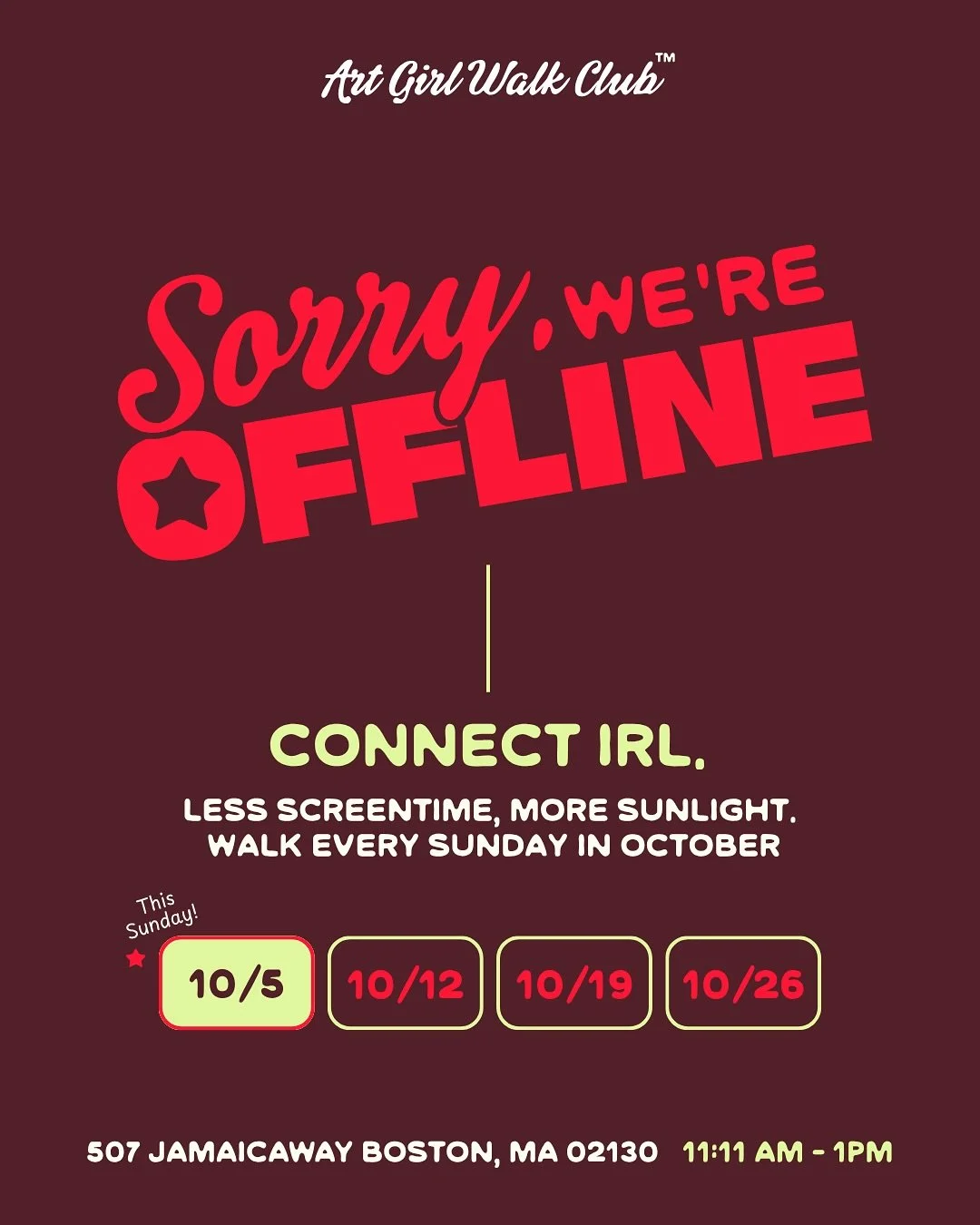 Less screentime. More sunlight. We are walking every Sunday in October.

We&rsquo;re logging off. If you need sometime offline too, we encourage you to take it but find ways to stay connected and informed.

While we&rsquo;re taking our break we will 