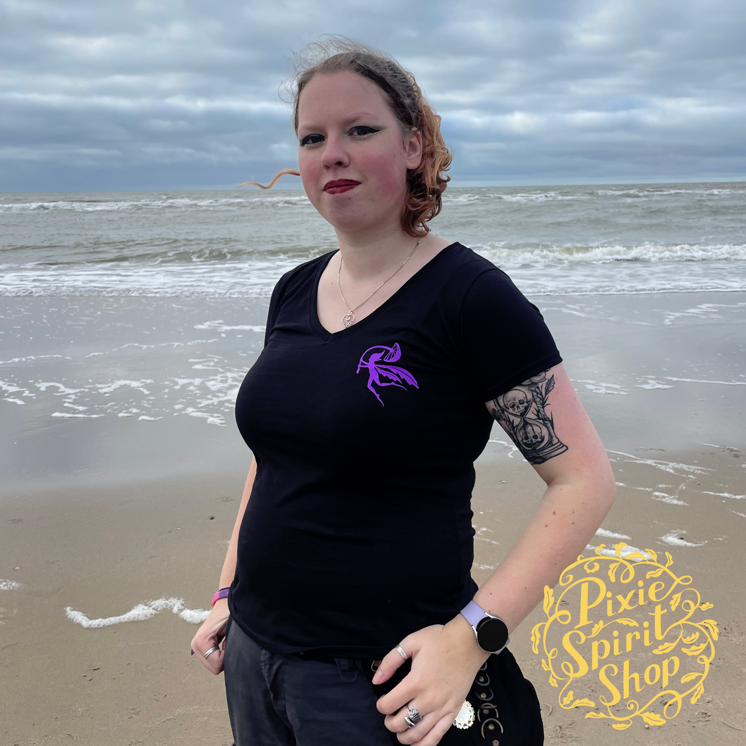 Copyright-Pixie-spirit-shop-T-shirt-women-Logo-purple-front.png