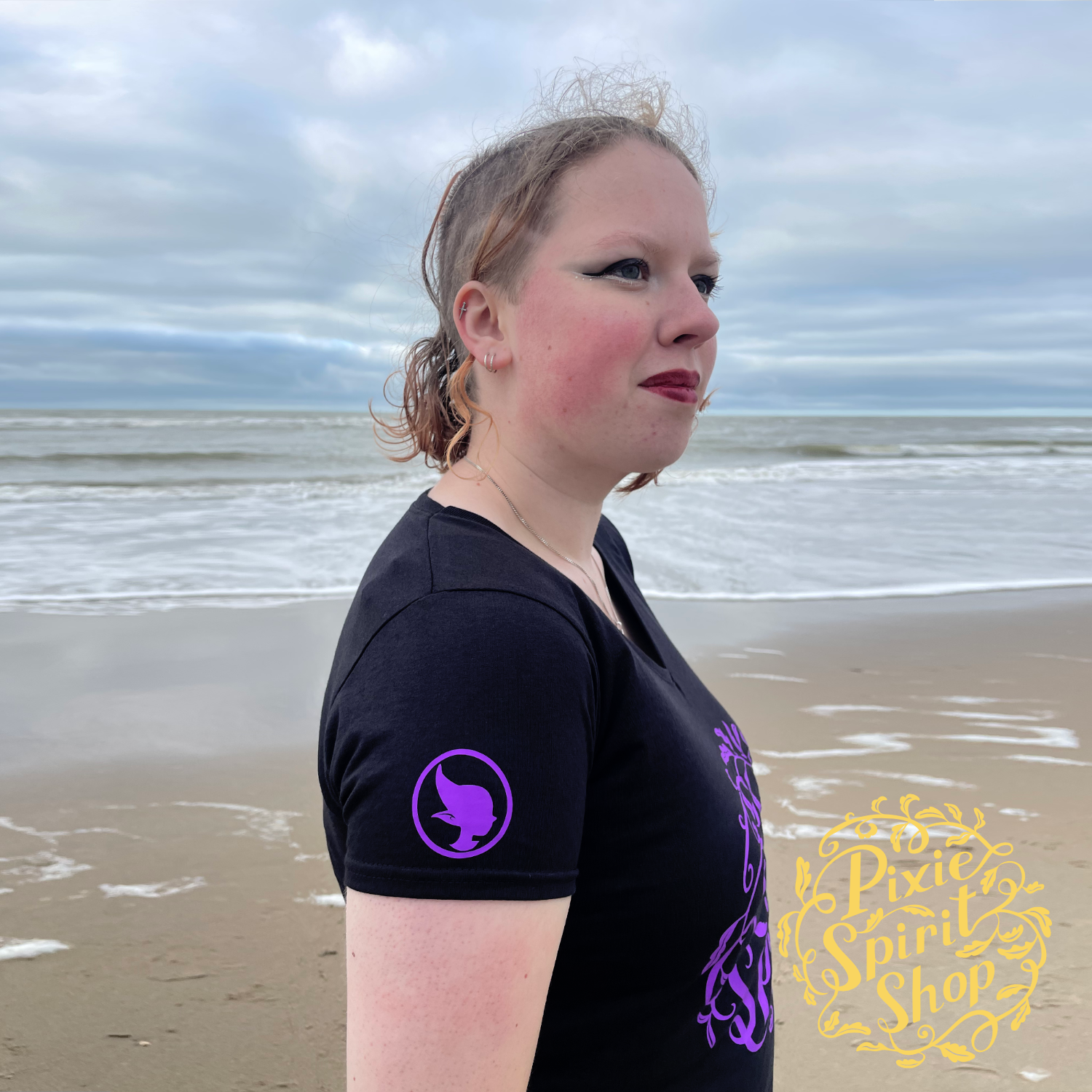 Copyright-Pixie-spirit-shop-T-shirt-women-Logo-chest-purple-sleeve.png