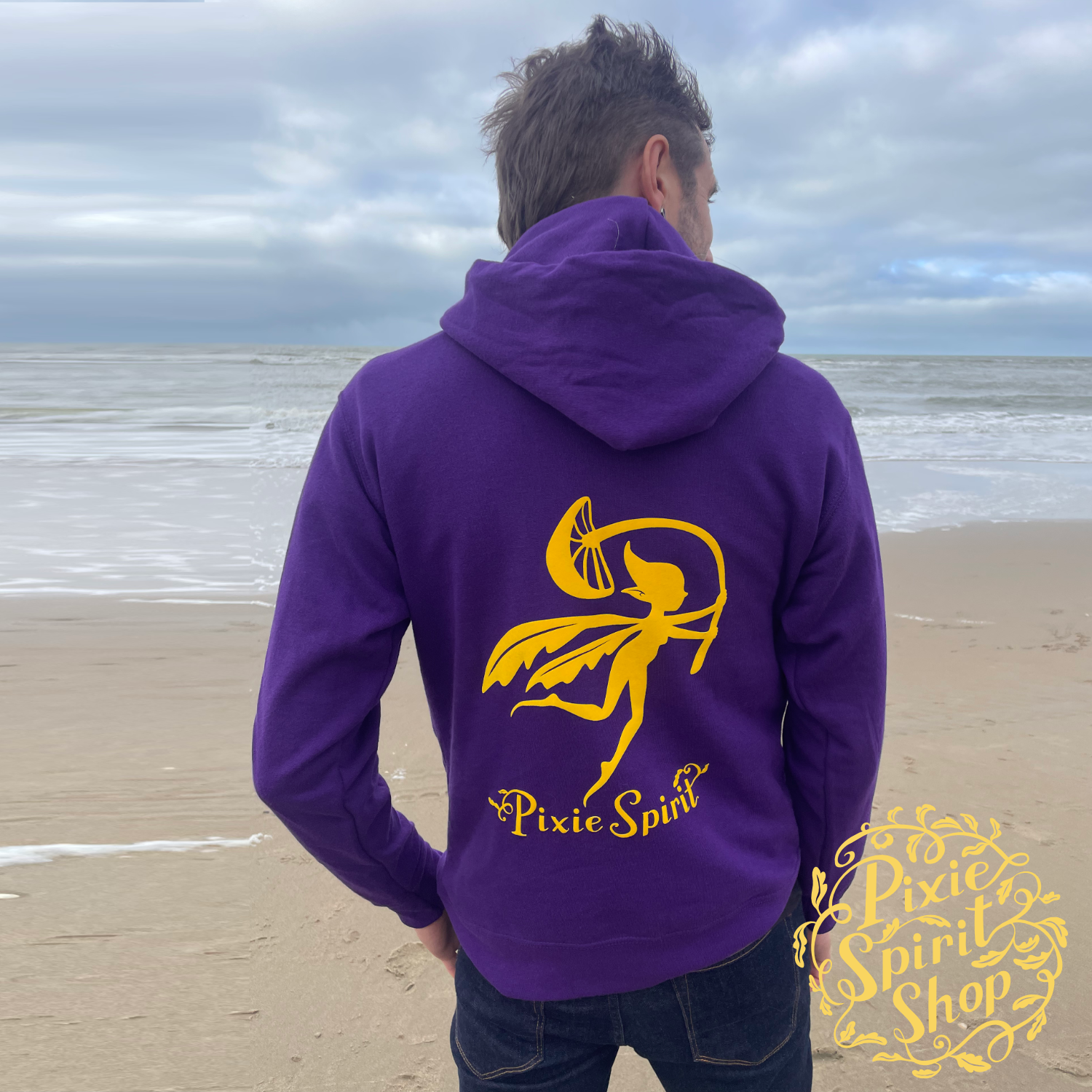 Heren Hoodie - Vliegende Pixie Paars