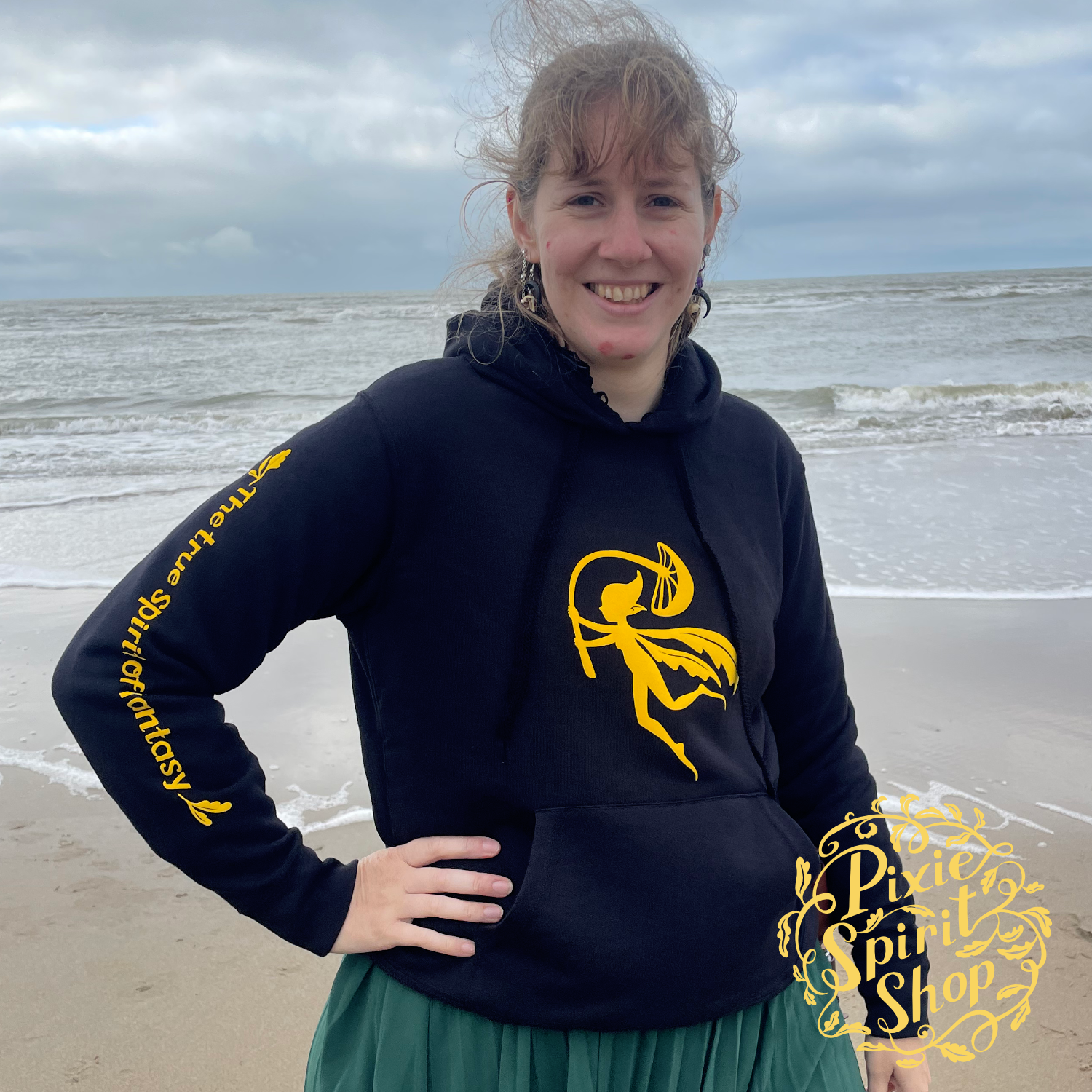 Copyright-Pixie-spirit-shop-hoodie-women-Black-The-true-spirit-of-fantasy-front.png