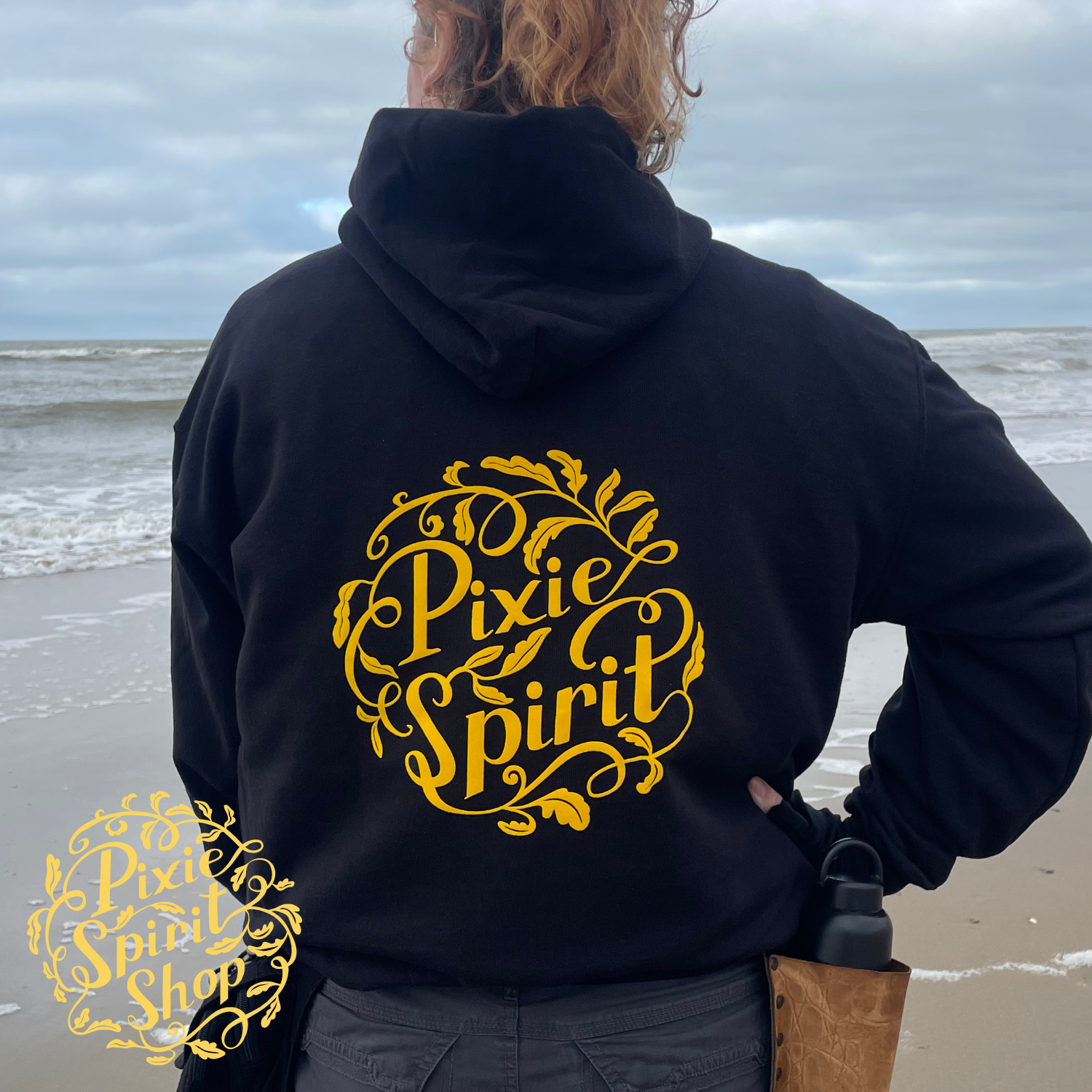 Copyright-Pixie-spirit-shop-hoodie-Black-women-Pixie-logo-yellow-Back-2.png