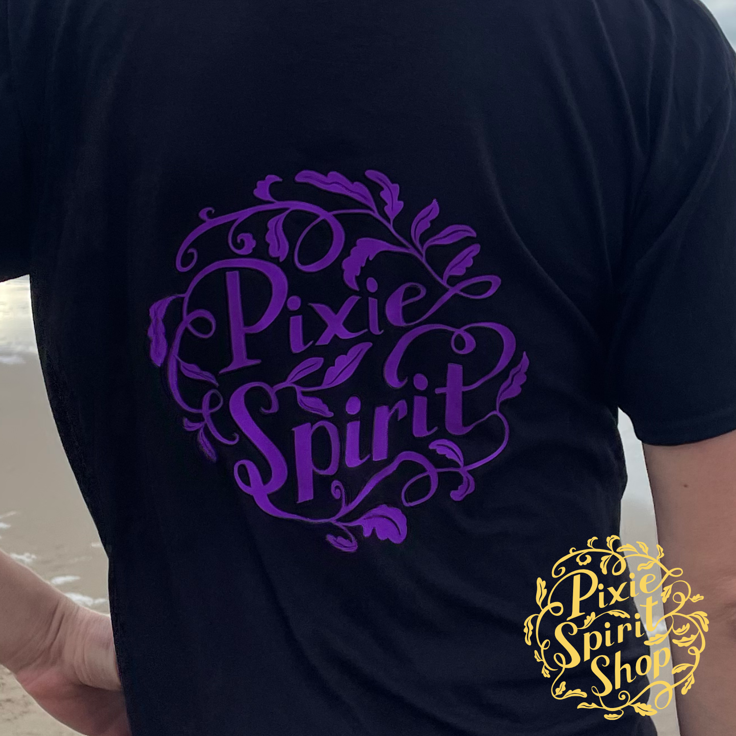 Copyright-Pixie-spirit-shop-T-shirt-men-Logo-back-purple-back-2.png
