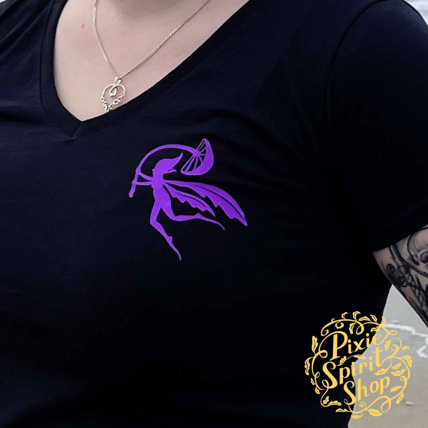 Copyright-Pixie-spirit-shop-T-shirt-women-Logo-purple-front-2.png