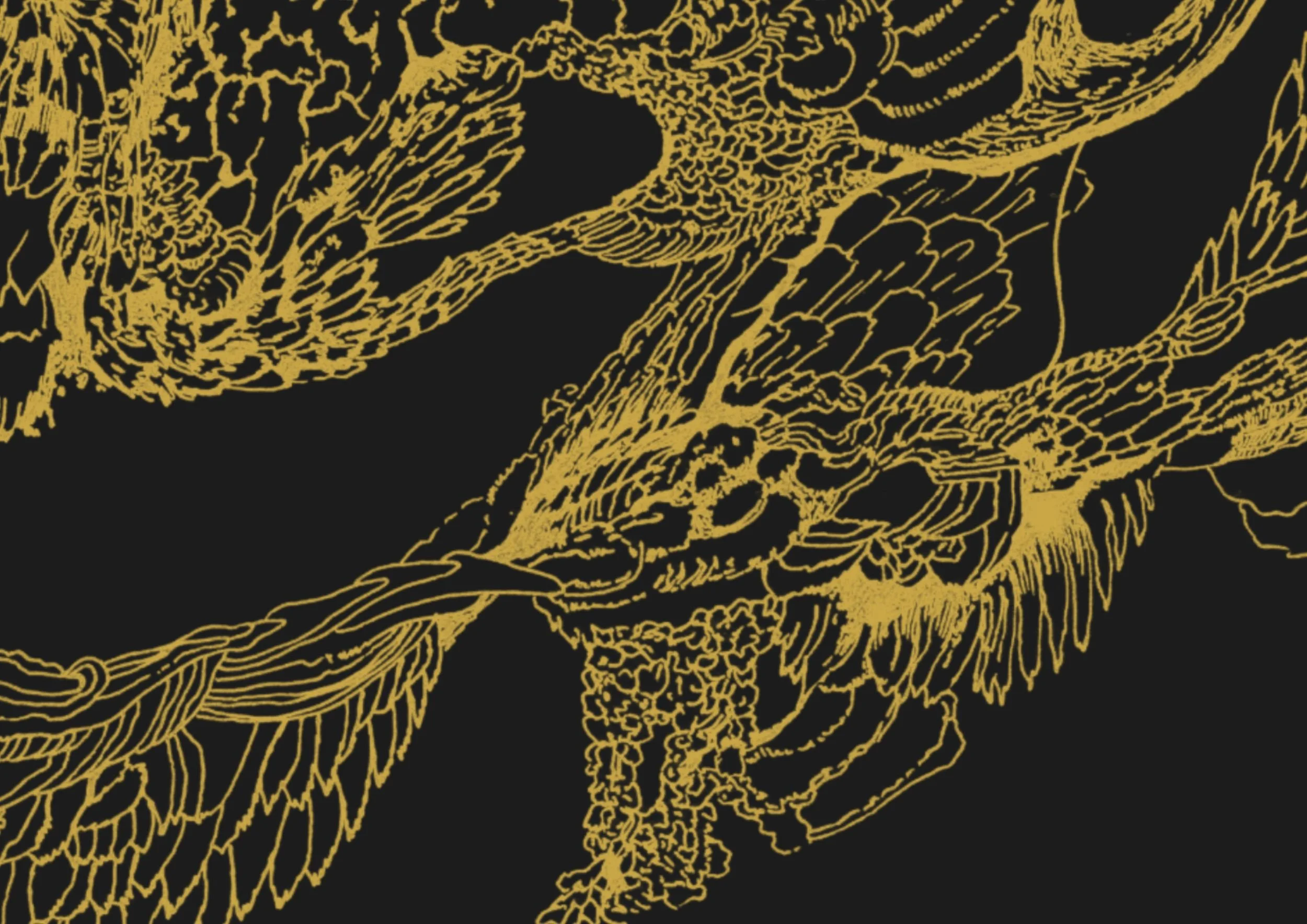 Intricate detail of golden abstract artwork from Gold Obsession series by Ivana Filkorova.