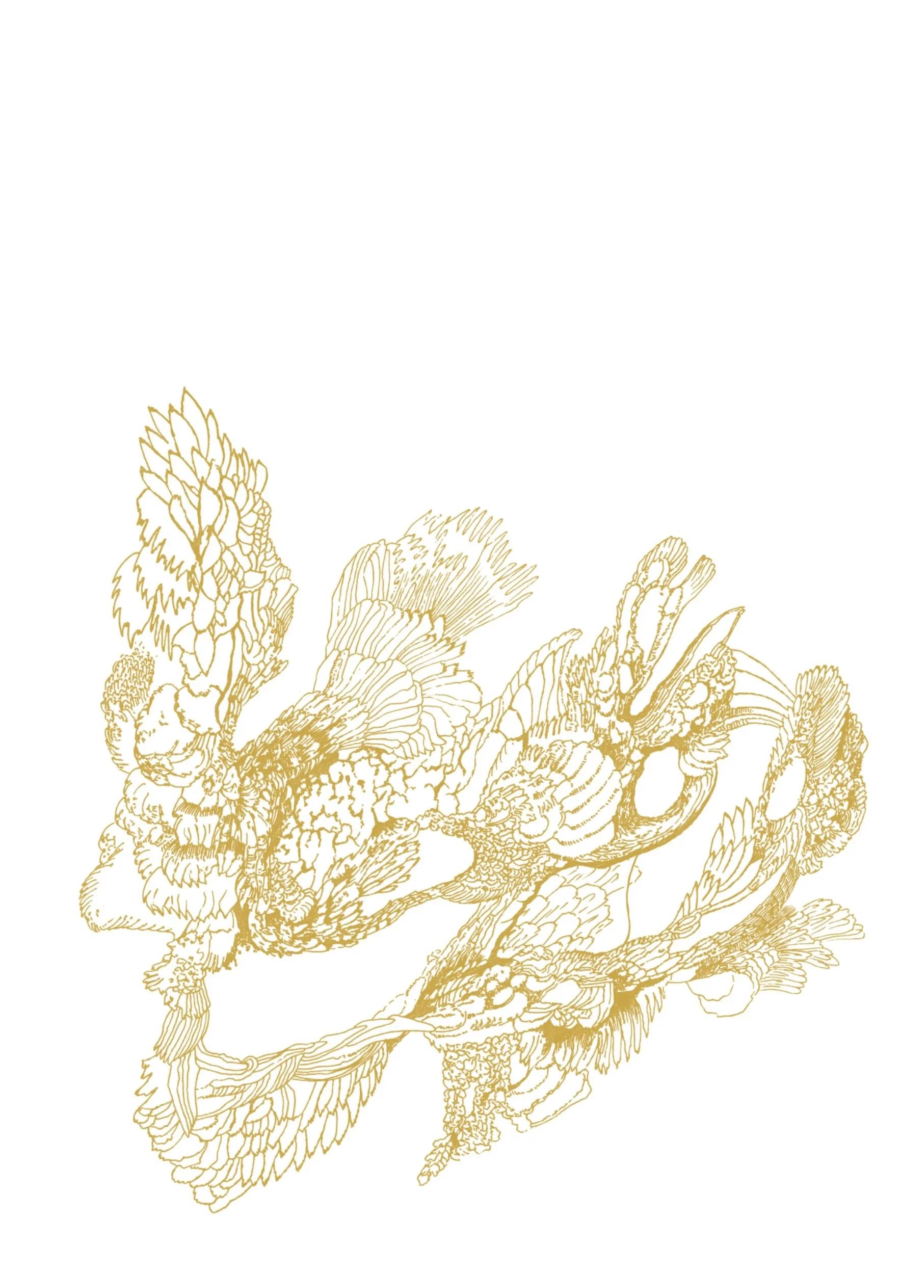 Artwork from Ivana Filkorova’s Gold Obsession series – abstract organic gold drawing.