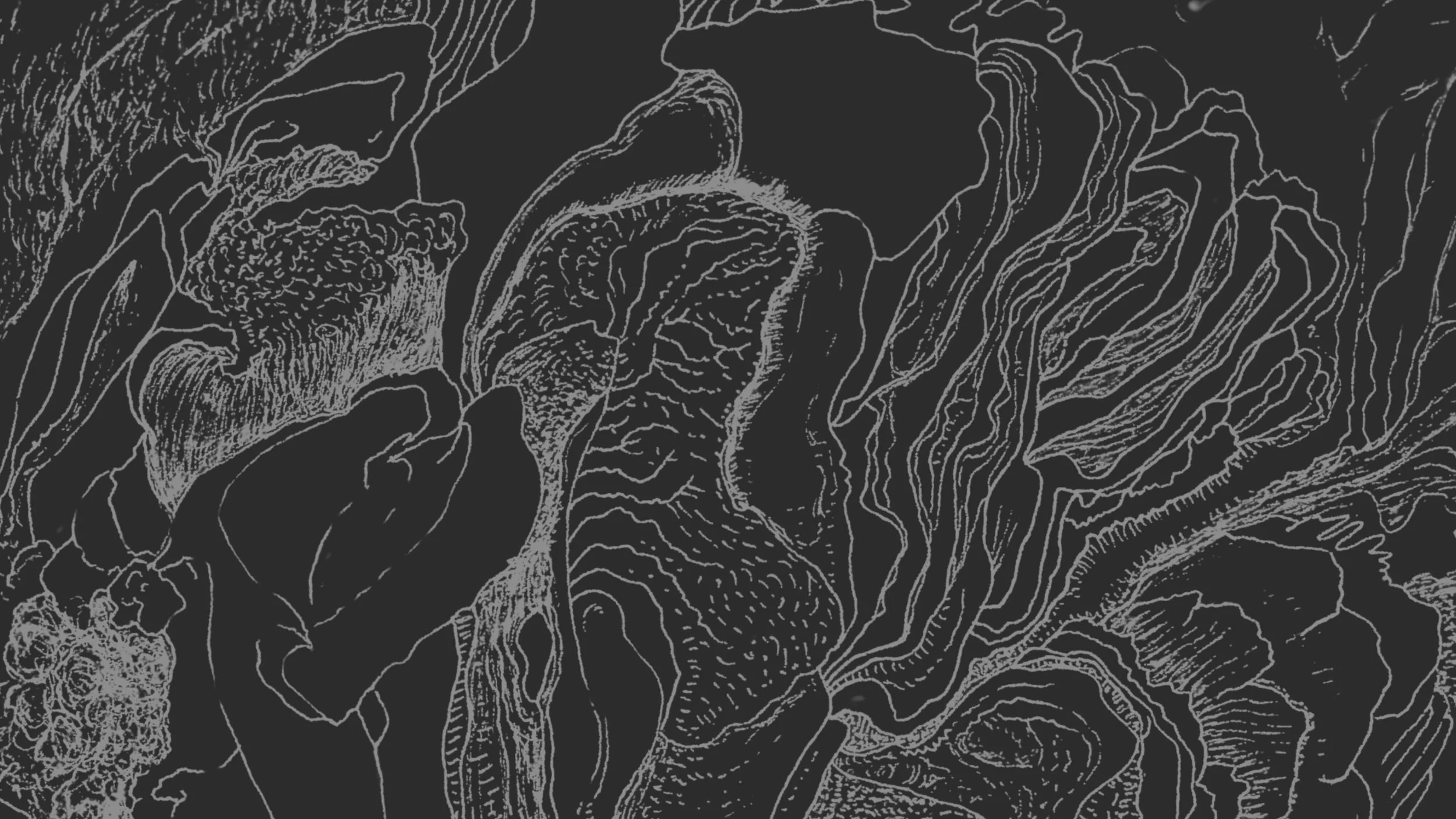 Abstract drawing from Mystery of Change series in soft green shades – calming design element