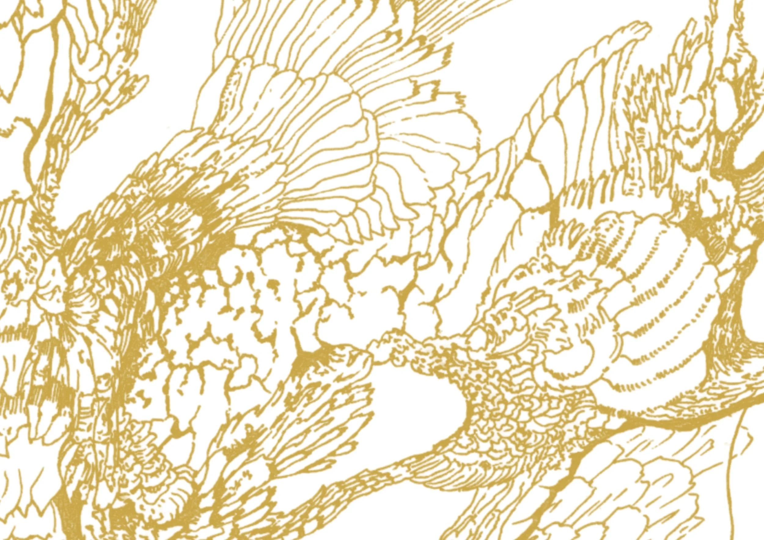 Gold Obsession artwork detail, intricate golden lines by Ivana Filkorova.