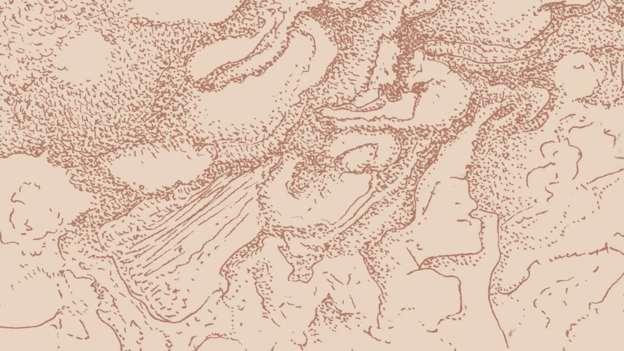 Ink drawing detail from Mystery of Change – textured fragment suggesting geological forms