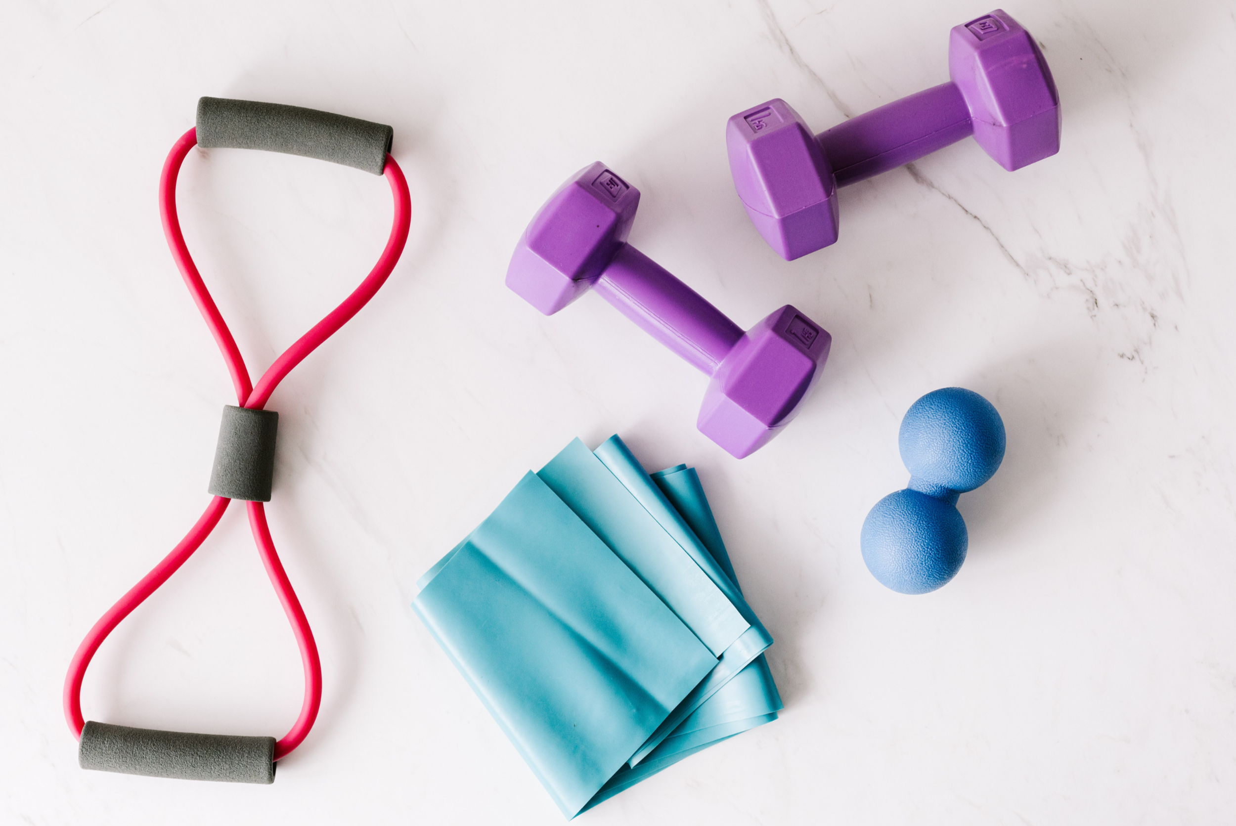 Purple and blue handweights 