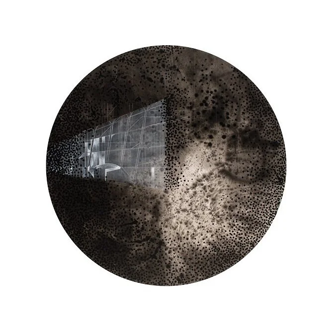 Architecture of an Unfinished Stadium (2013), Diameter, 170 cm, Acrylic on Canvas
