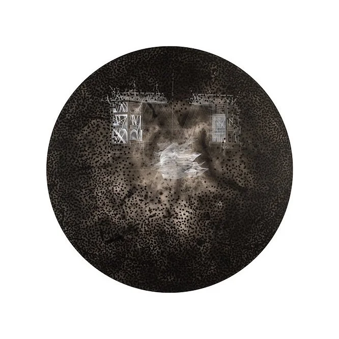 Architecture of an Unfinished Bridge (2013), Diameter, 170 cm, Acrylic on Canvas