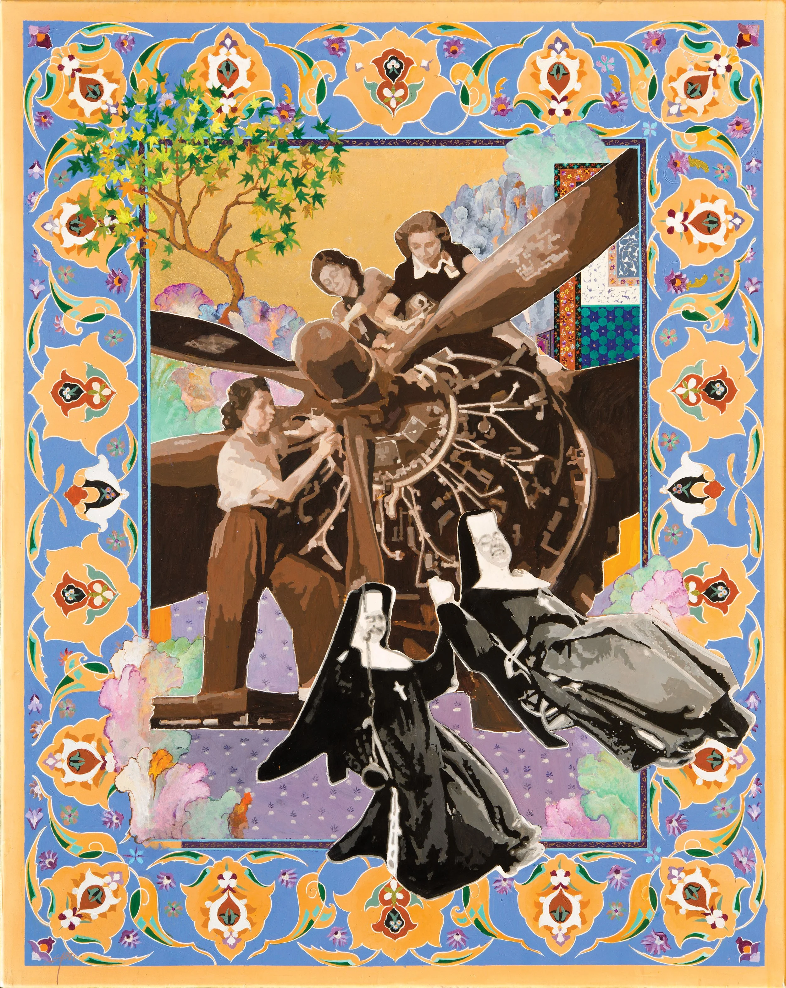 The Battle (2012), 153 x 122 cm, Acrylic, Gouache and Gold leaf on Canvas