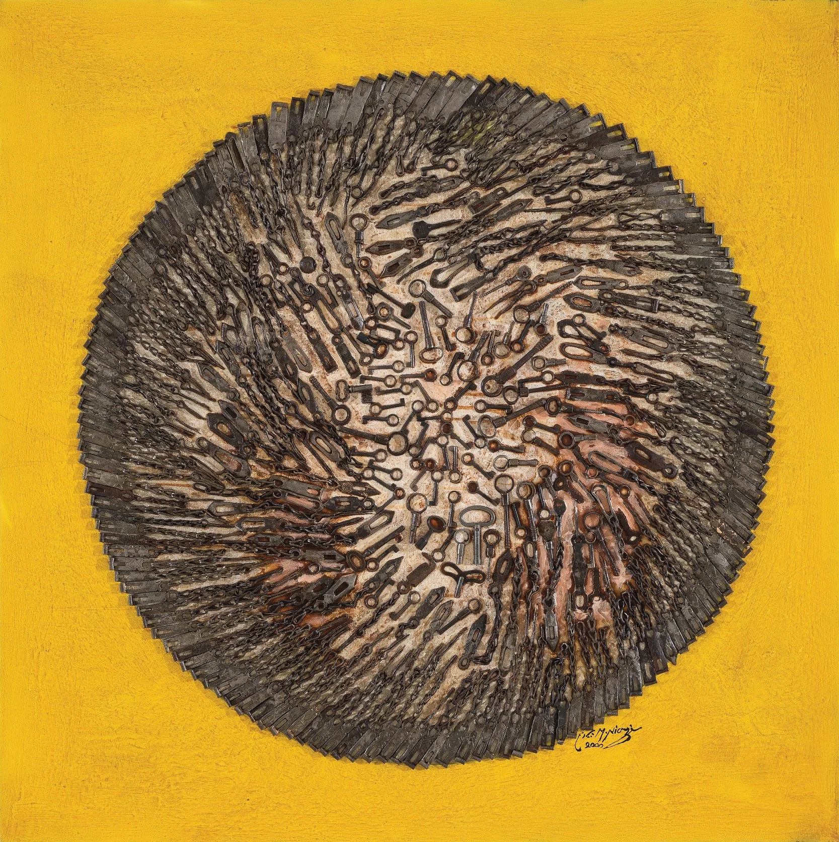 The Tale of Keys (2000), 130x130 cm, Collage