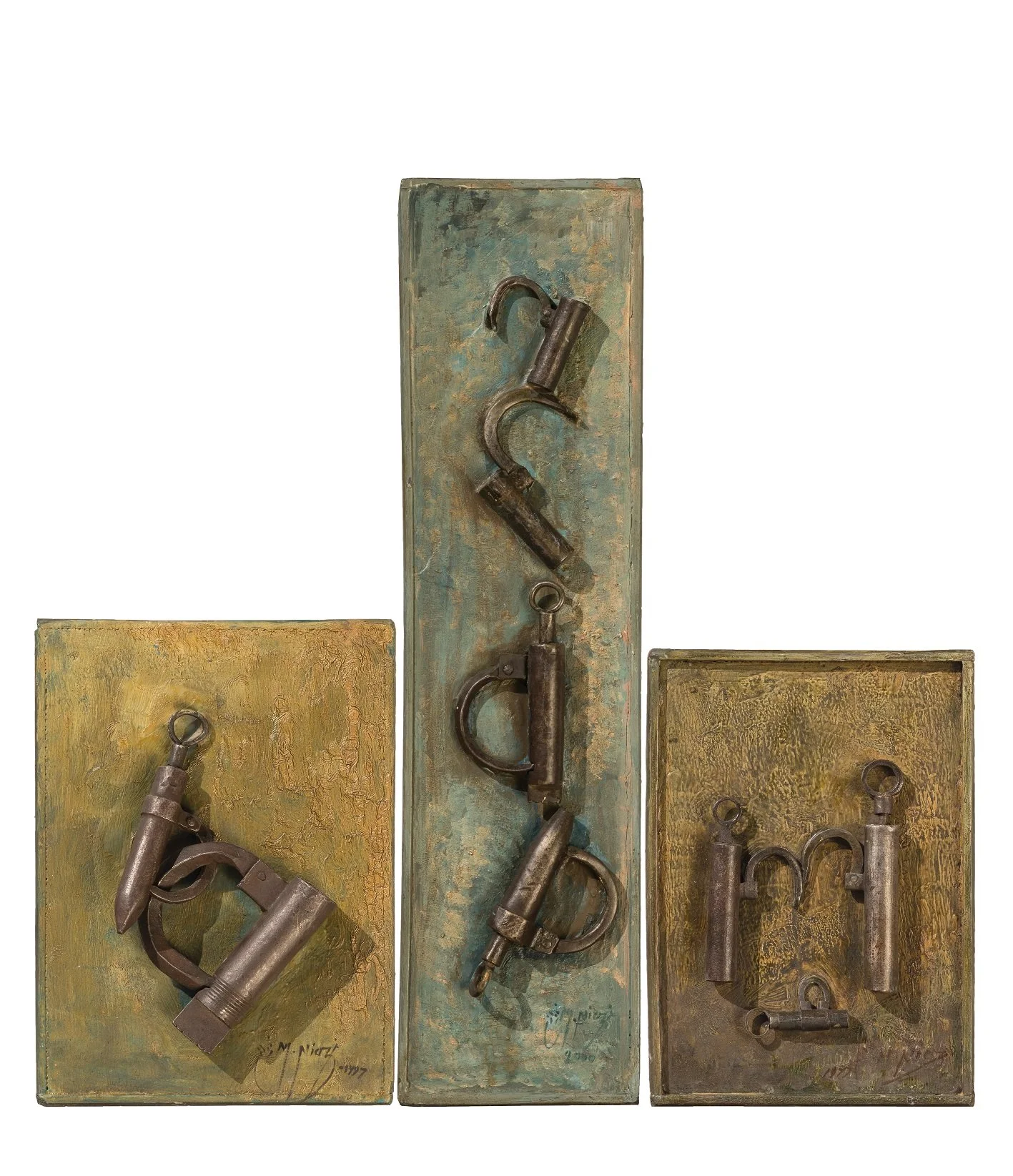 Correlation (1997-200), Triptych, 31.5x23, 60x15.5, 30x20 cm, Collage
