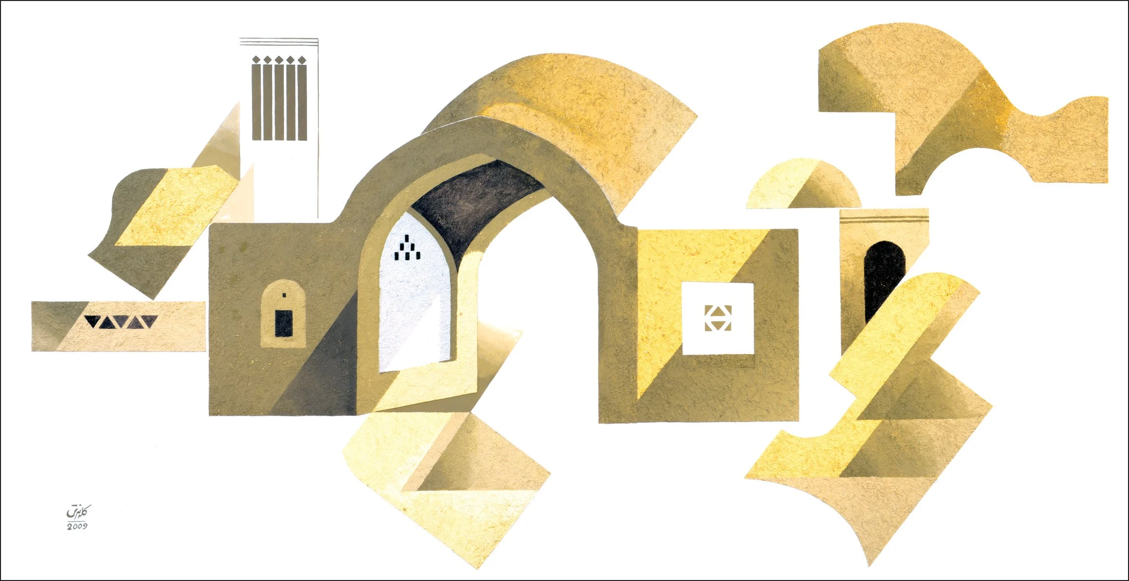 from the passage series (2010), 250 x 130 cm, collage of clay and straw